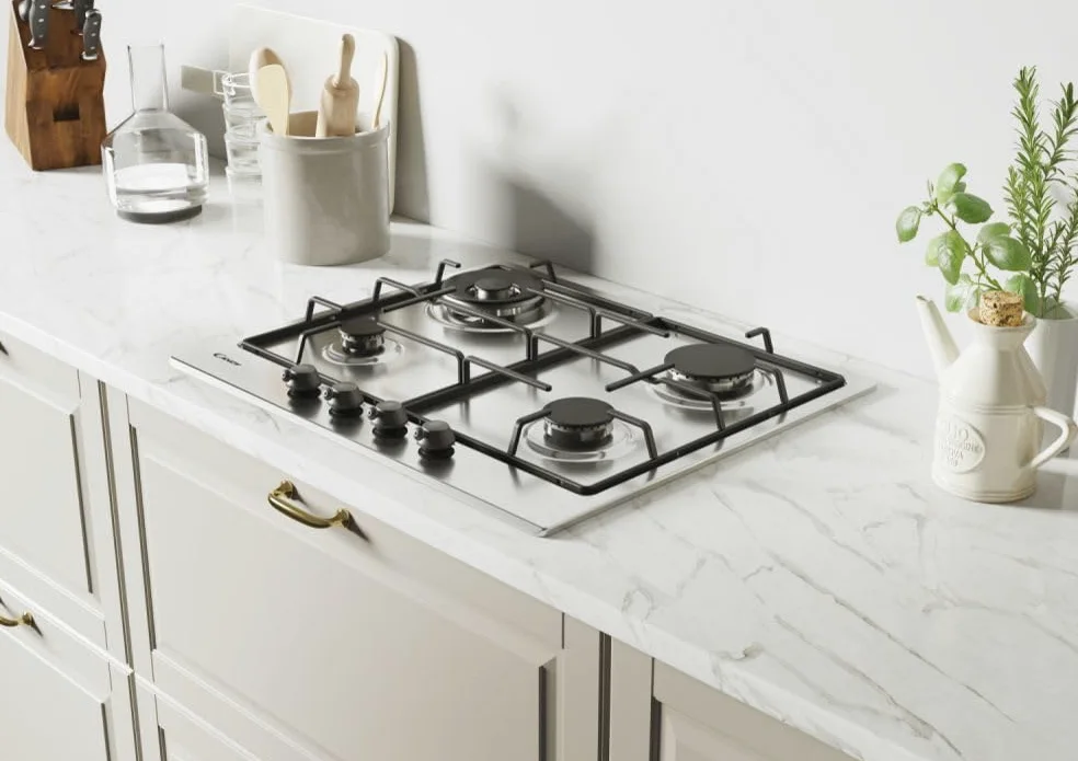 Cocina de gas, nº 4 fuegos, ancho 60 cm, color inoxidable