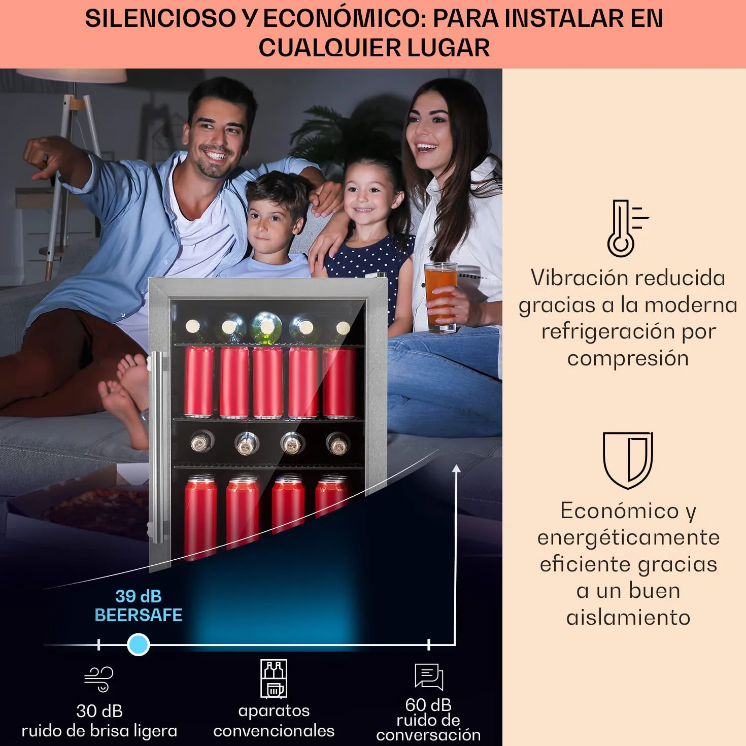 KLARSTEIN Nevera Pequeña Puerta Cristal Habitaciones, Nevera Portatil Electrica, Mini Nevera Pequeña para Bebidas, Frigorificos Pequeños 98L, Mini Frigorifico con Estantes, Neveras Pequeñas