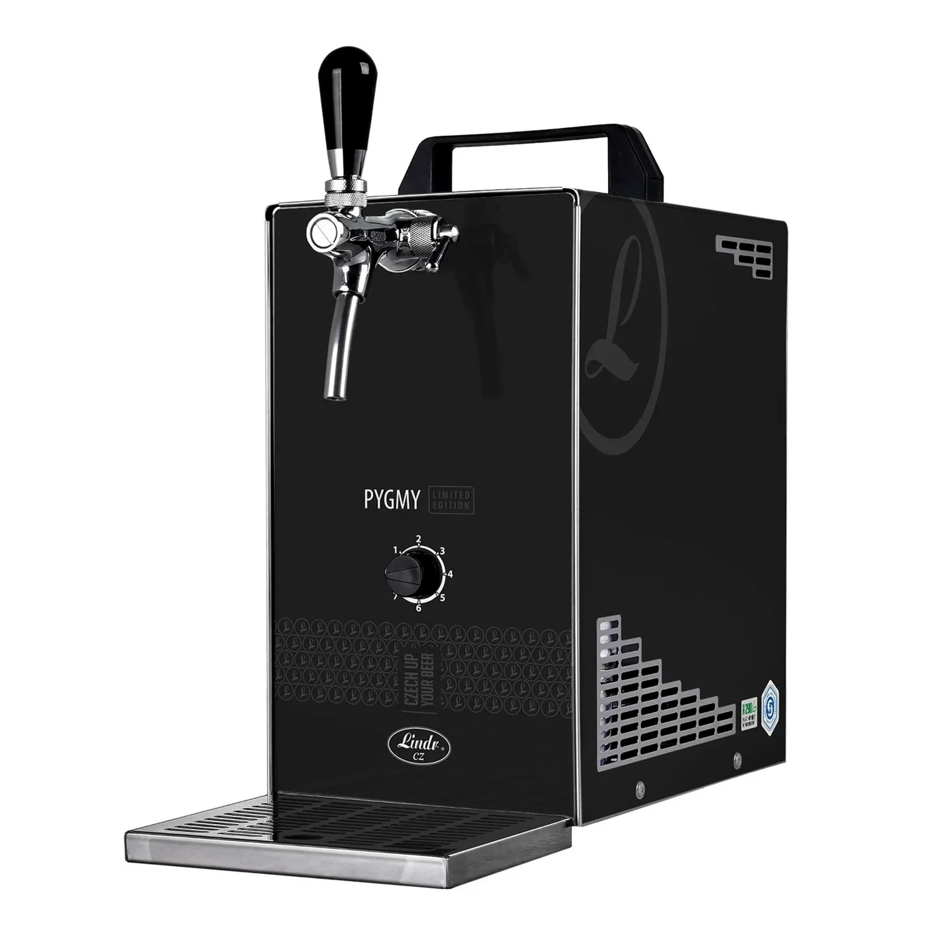Kit Completo dispensador de Cerveza Pygmy 25/K Limited Edition con Bomba de Membrana, Enfriador seco monolíneo Acero Inoxidable 35 l/h Green Line, Cabeza de Grifo KeyKeg