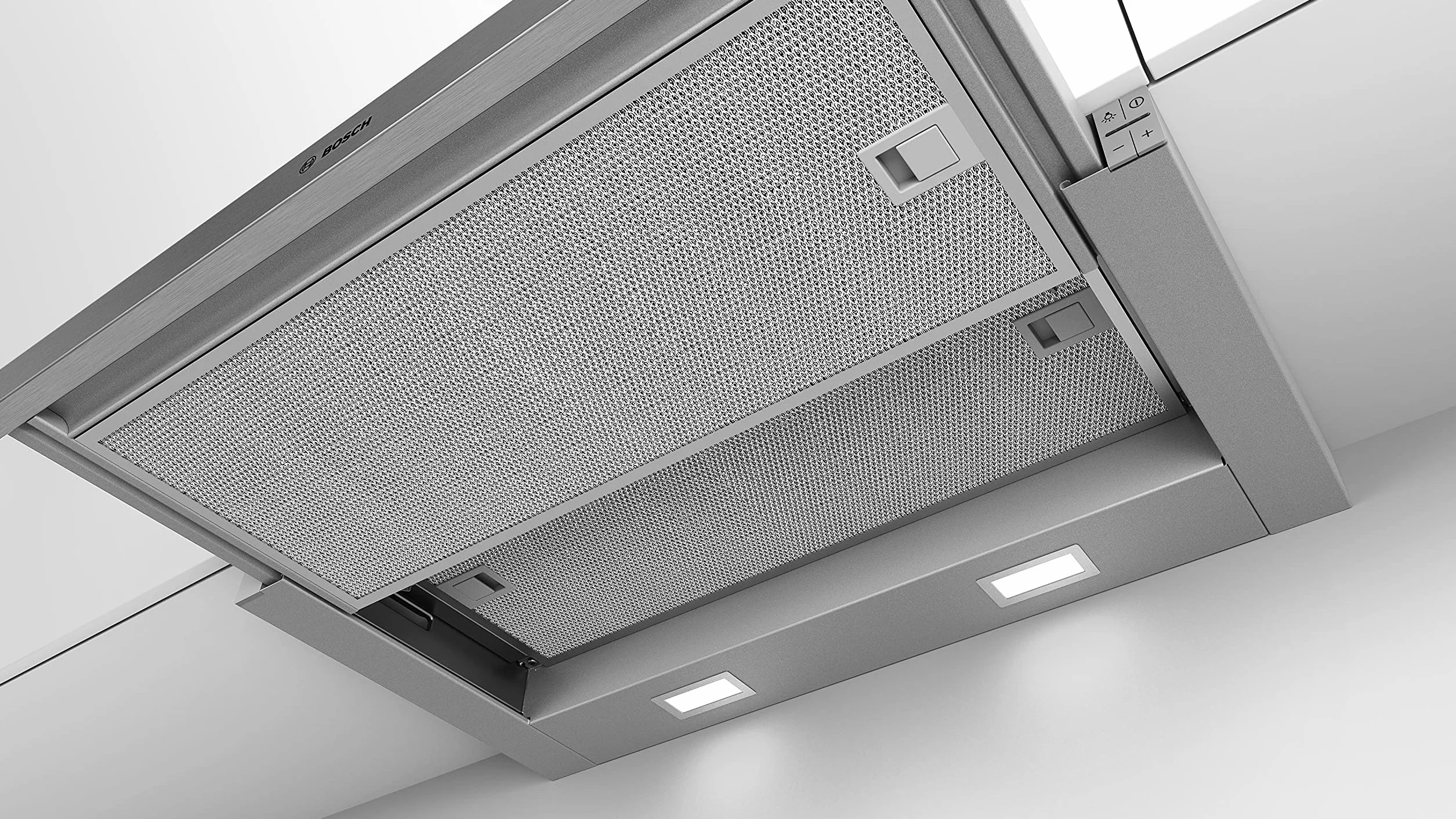 Bosch DFL064A52 Serie 4 - Campana de pantalla plana, 60 cm de ancho, circulación y salida de aire, fabricado en Alemania, motor EcoSilence Drive silencioso y eficiente, iluminación LED uniforme,