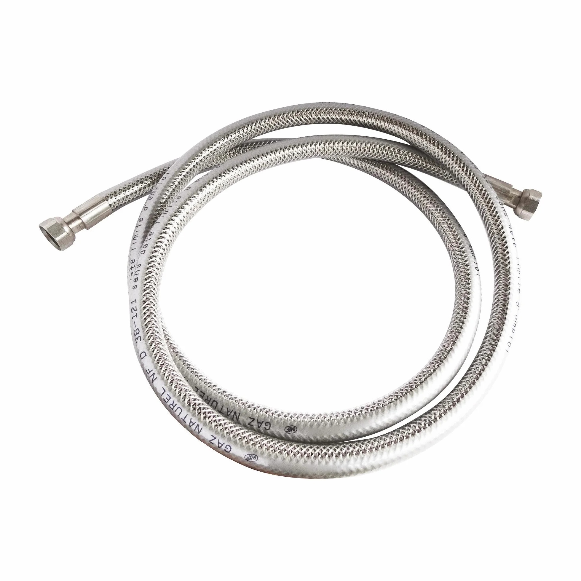 SOMATHERM FOR YOU, Manguera de acero inoxidable de 2 metros para gas natural – Accesorios de tuerca giratoria 15/21 – Vida útil ilimitada – Ideal para alimentar tus dispositivos con gas natural