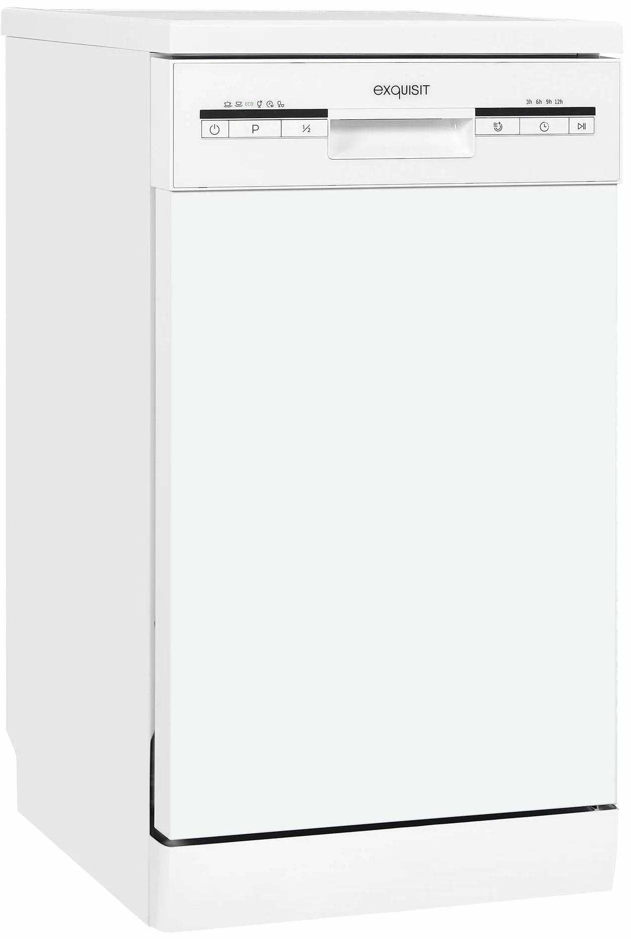 Exquisit® Lavavajillas 45Cm, Clase E, Color Blanco, 9 Servicios, 6 Programas, Cesto Regulable, Funciones Extra Seco y Media Carga, Interior Inox, Consumo 70 kWh/año, Medidas 84,5x44,8x60 Cm.