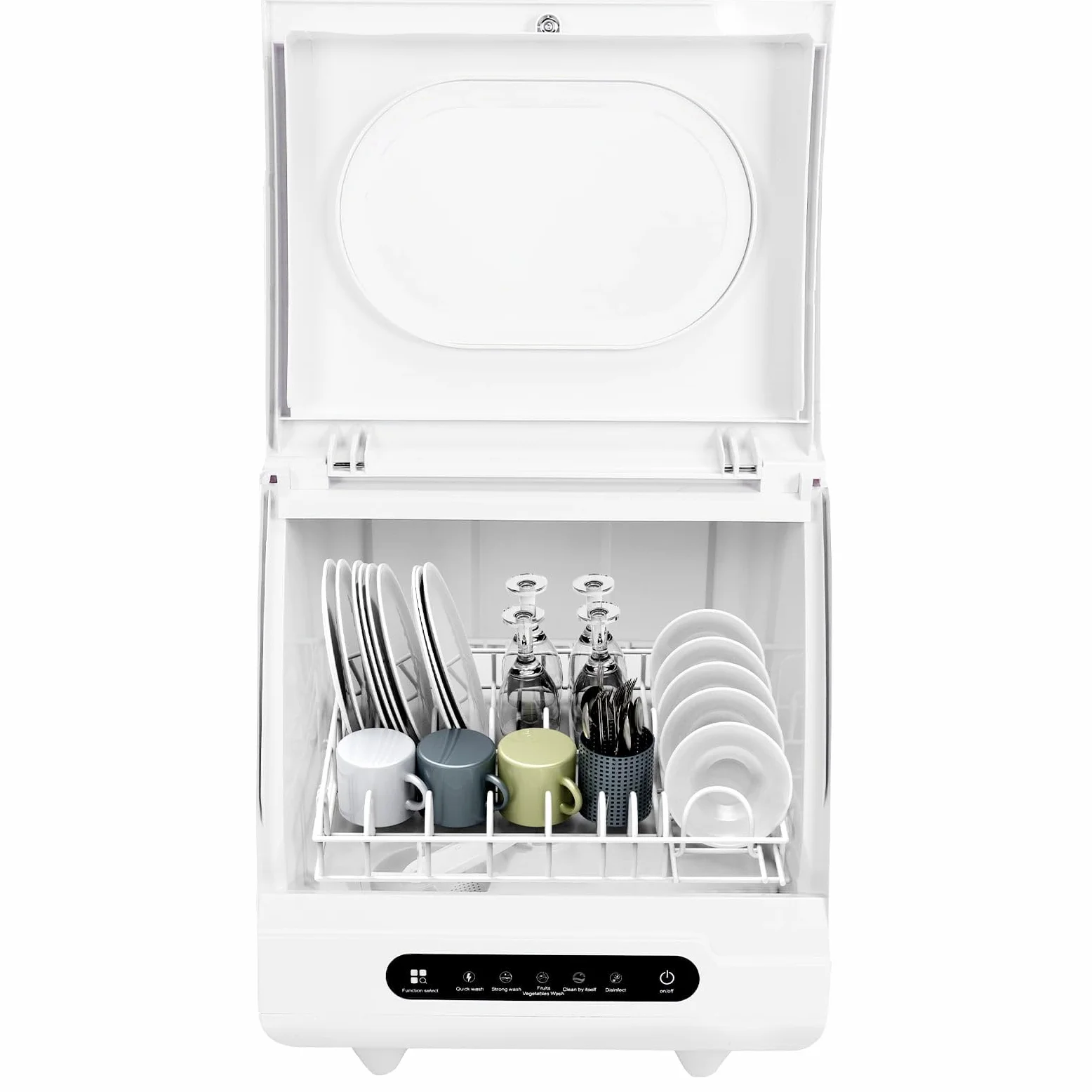 Lavavajillas de Mesa, Mini Lavavajillas con 5 Programas de Lavado, Control Táctil, Secado Automático, Cuidado del Bebé y Lavado de Frutas, Lavavajillas Compacto Portátil para el Hogar, Apartamento