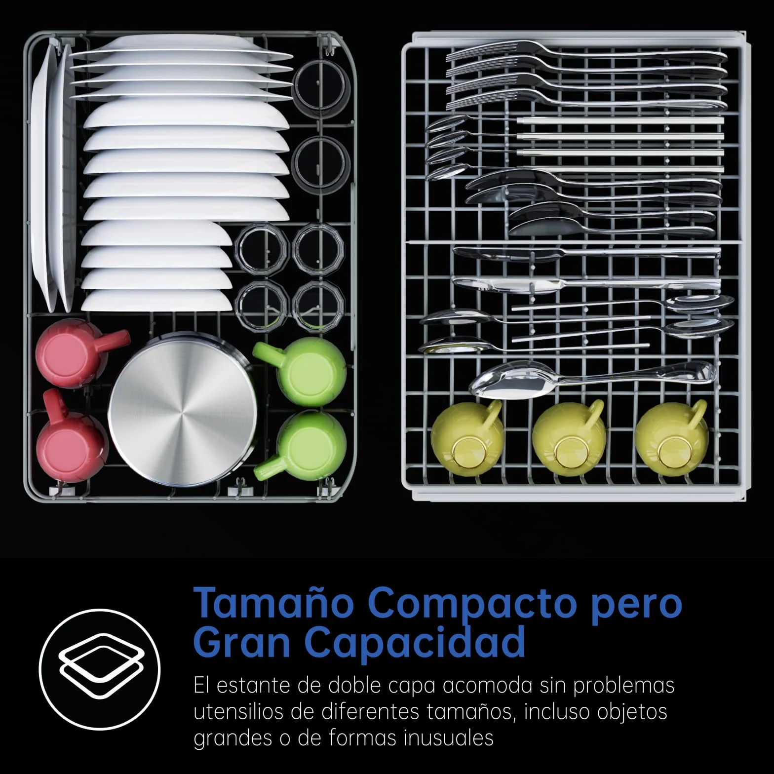 AIRMSEN Lavavajillas Portátil Pequeño con 7+2 Programas, Función de Sal Absoftante Depósito de 5L Control Táctil y Pantalla LED, Para Cocinas, Apartamentos y Dormitorios, Blanco