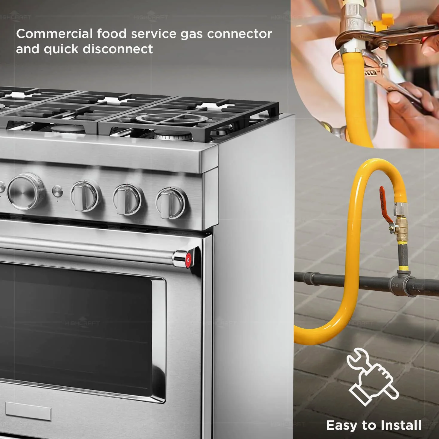 ftgc-bl34 – 36 N 36 Inch Flexible de largo servicio de alimentos con revestimiento de PVC Conector de Gas con interior de 3/4 pulgadas de diámetro y 3/4 pulgadas x 3/4 pulgadas MIP conecta, tubo de acero inoxidable trenzado, resistencia a la corrosión