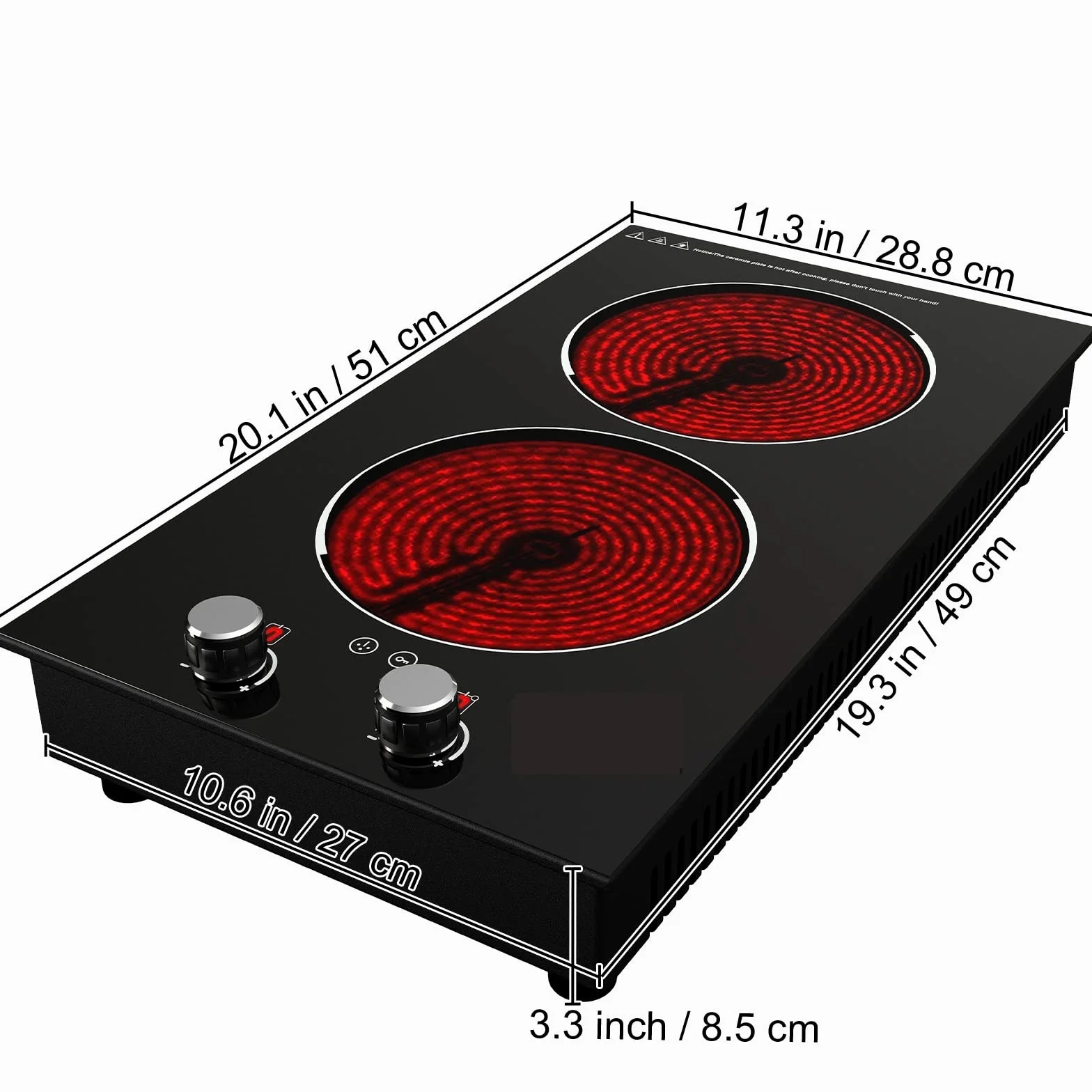 Quemadores de 11/30/35 pulgadas, 2/4/5, placa de cocina eléctrica integrada, vitrocerámica, estufa radiante con temporizador de Control de perilla Materiales de construcción(2 Burners)