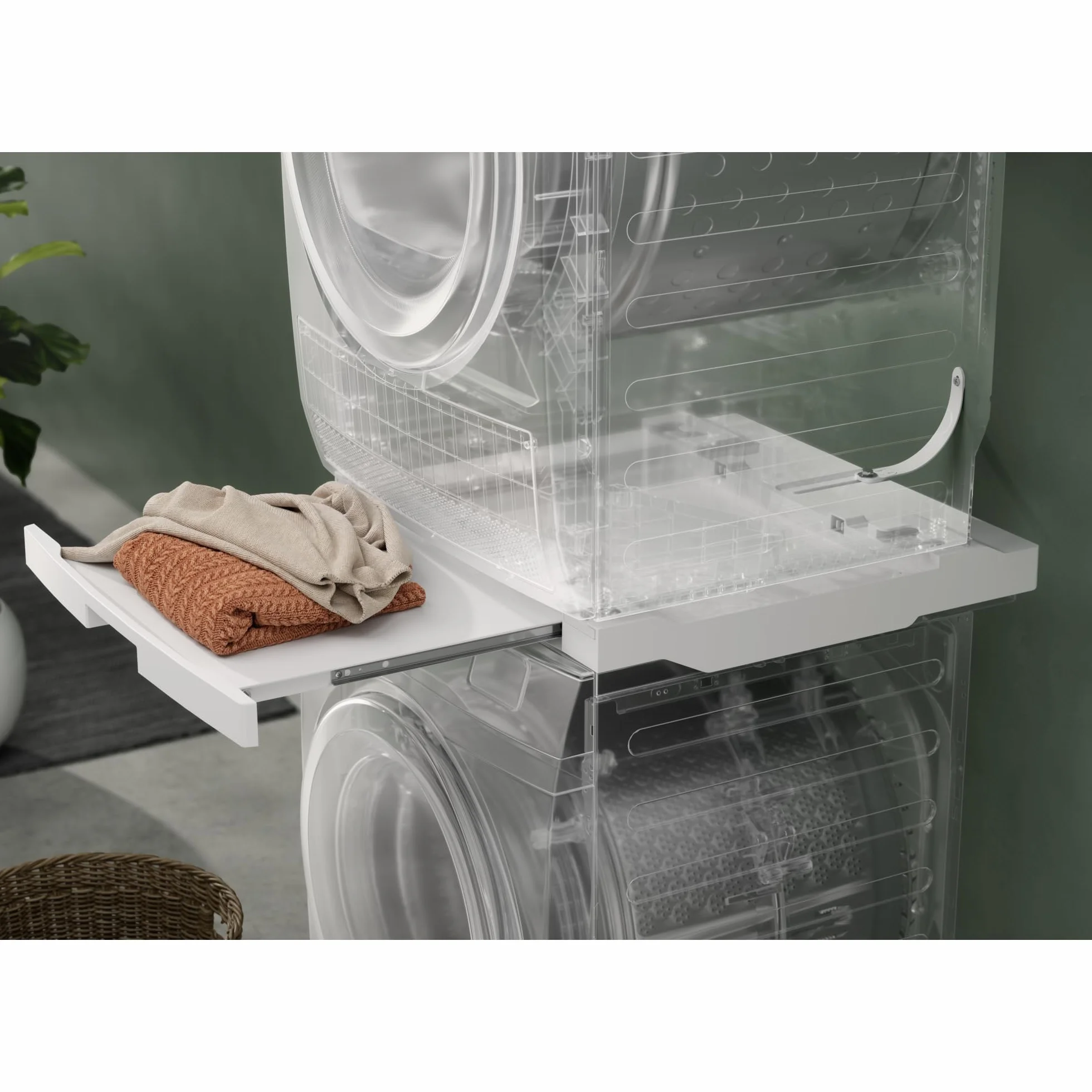 Electrolux Kit de apilamiento E1WYHSK2 con bandeja extraíble para colocar entre lavadora y secadora en columna, compatible con todos los modelos Electrolux y AEG, universal