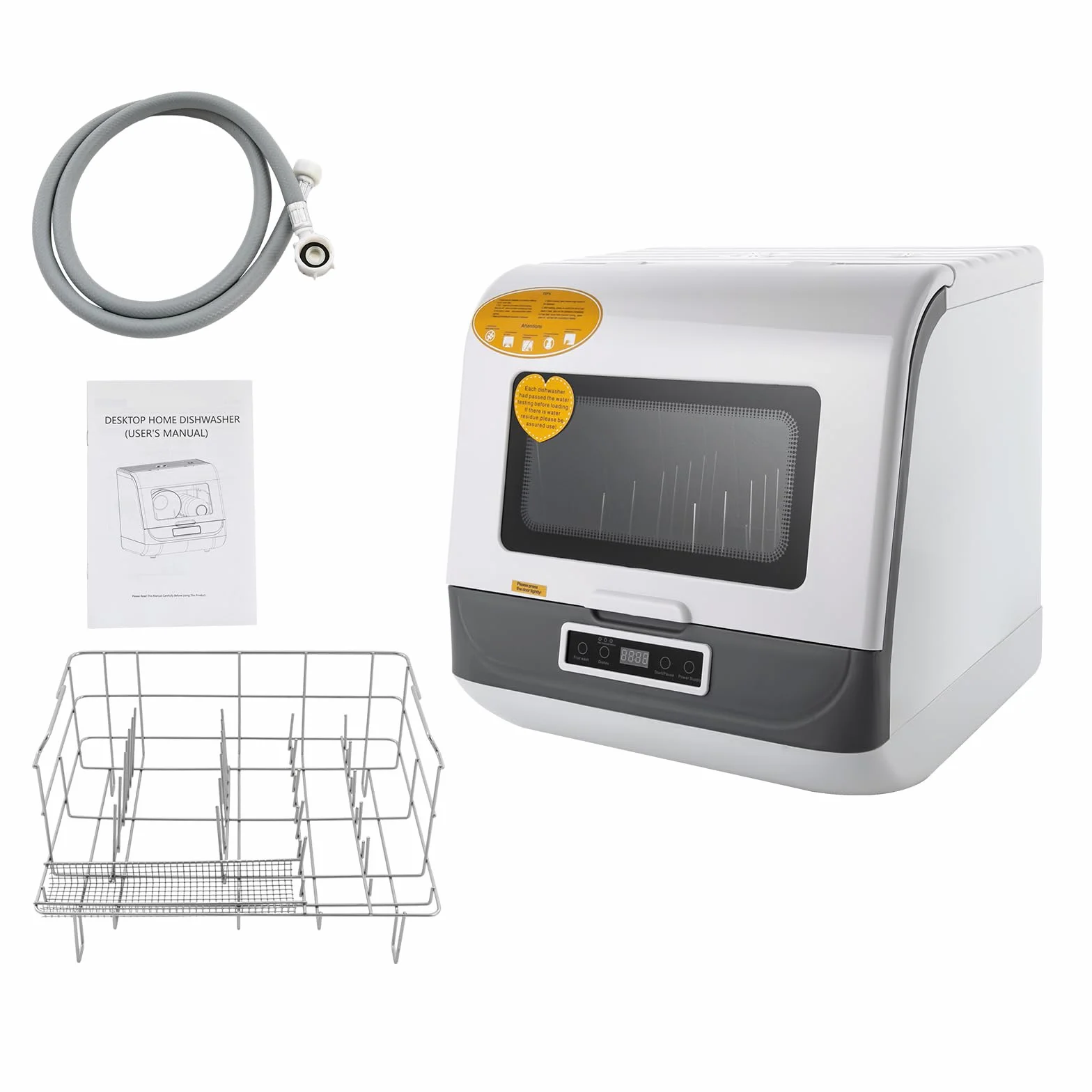 Mini lavavajillas, 800 W, IPX1, lavavajillas de mesa con 3 programas de lavado, pequeño, para oficina, camping, caravana, espacio para 12-20 cubiertos, 45 x 40 x 44,8 cm (blanco)