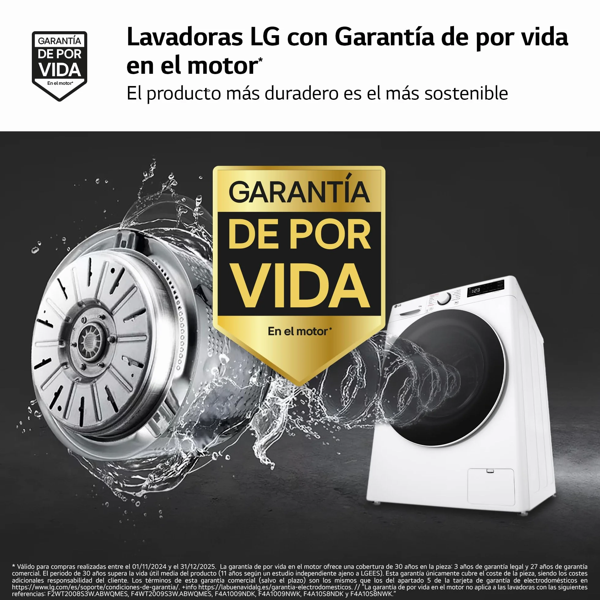 LG F4WR6013A0W - Lavadora Inteligente, 13kg, AI Direct Drive, 1400rpm, Carga Frontal, Clasificación A, TurboWash 360º, Vapor Steam, Serie 600, Blanco