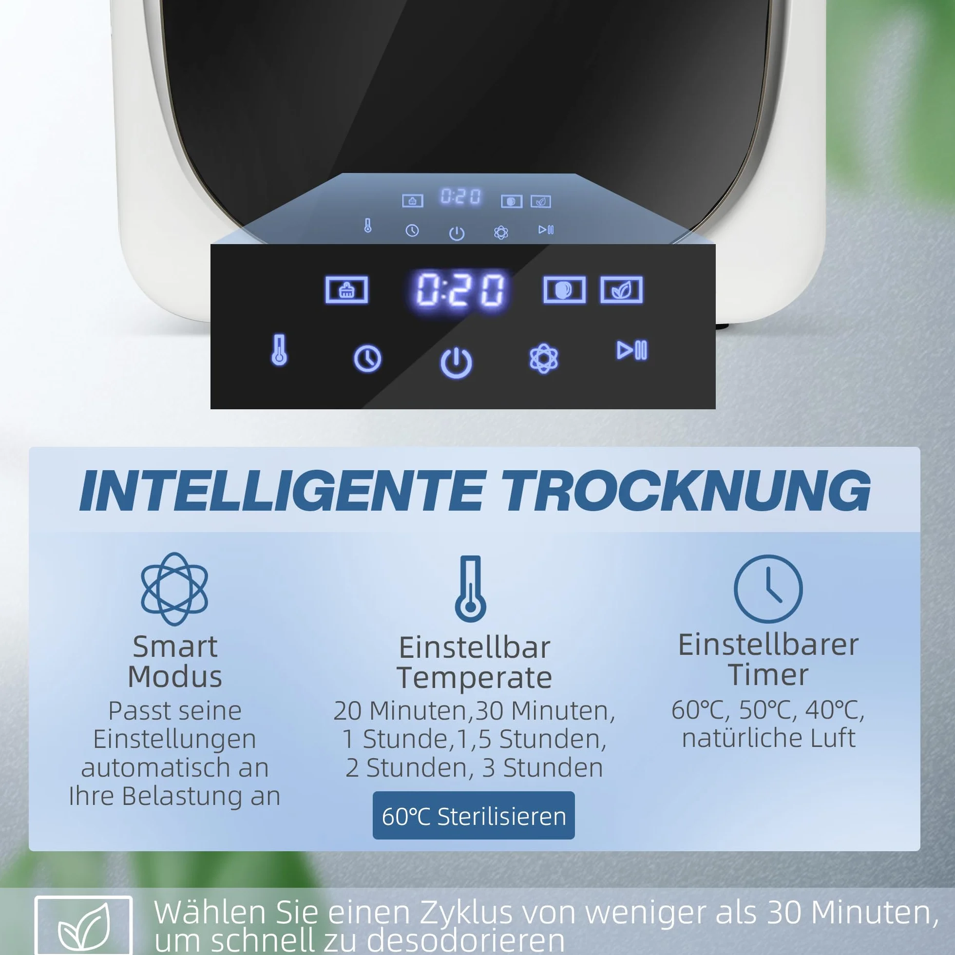 HOMCOM Secadora de extracción de aire 4 kg con desinfección, desodorización, modo inteligente, secadora con bandeja de acero inoxidable, de carga frontal, para piso, casa, mobil home, blanco