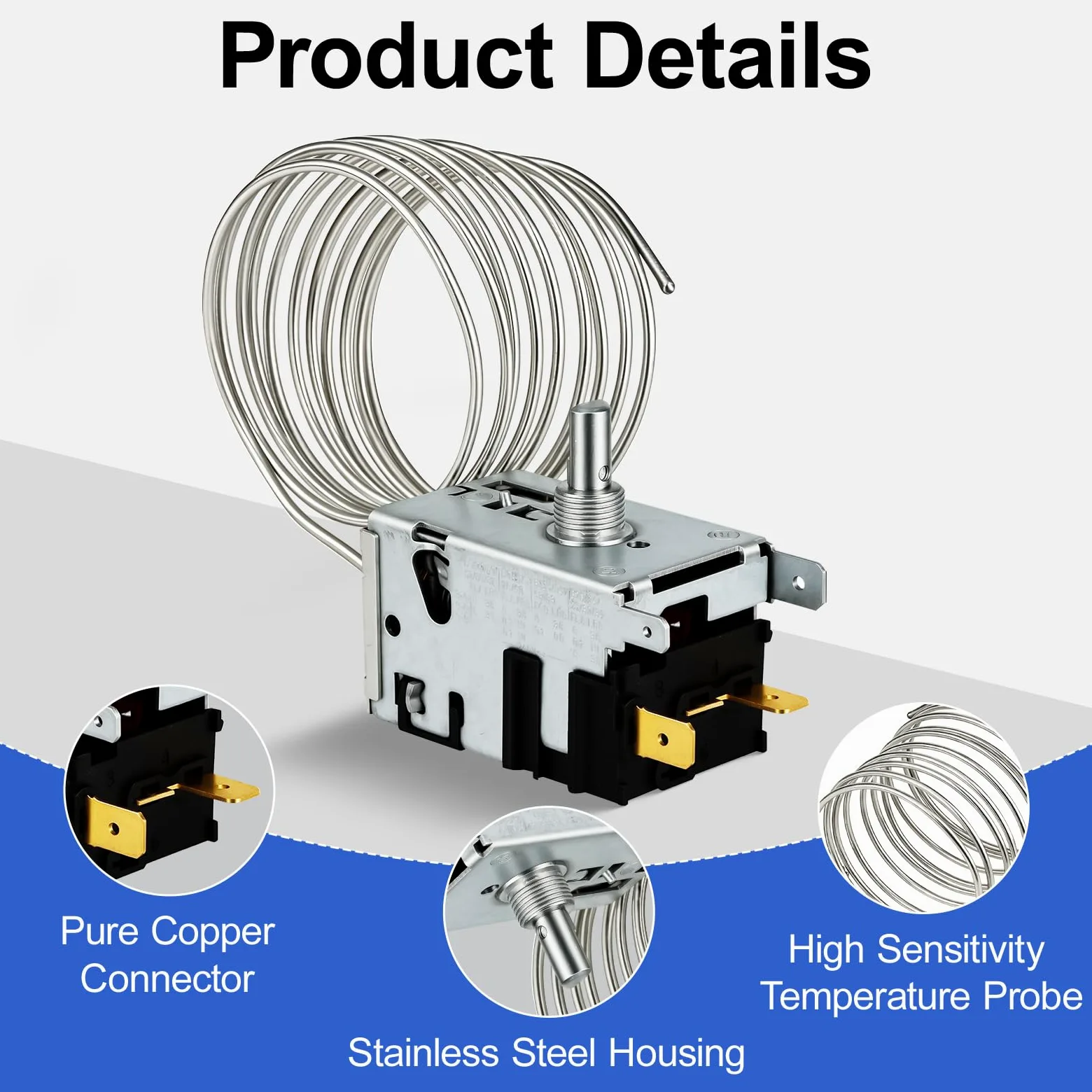 Kit de control de temperatura 800366 actualizado 2026 que se adapta a la refrigeración verdadera, reemplaza 077B6806, 077B7172, 98806 - Termostato de detección de bobina de 76 pulgadas