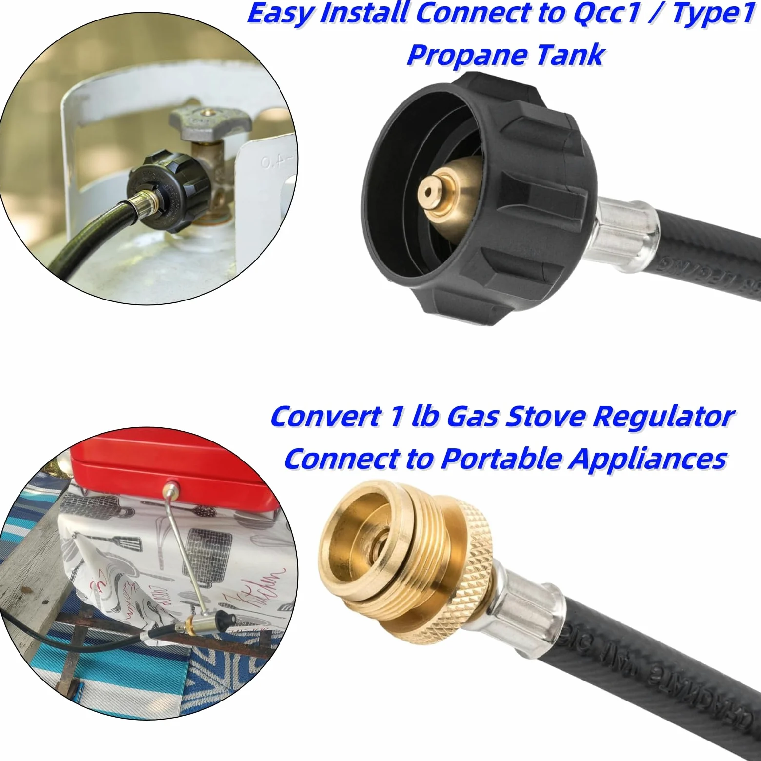 Adaptador de manguera de propano con regulador de 6 pies, compatible con estufa Jetboil Genesis de 2 quemadores y estufas de gas plegables, manguera de repuesto de tanque de 1 libra a 20