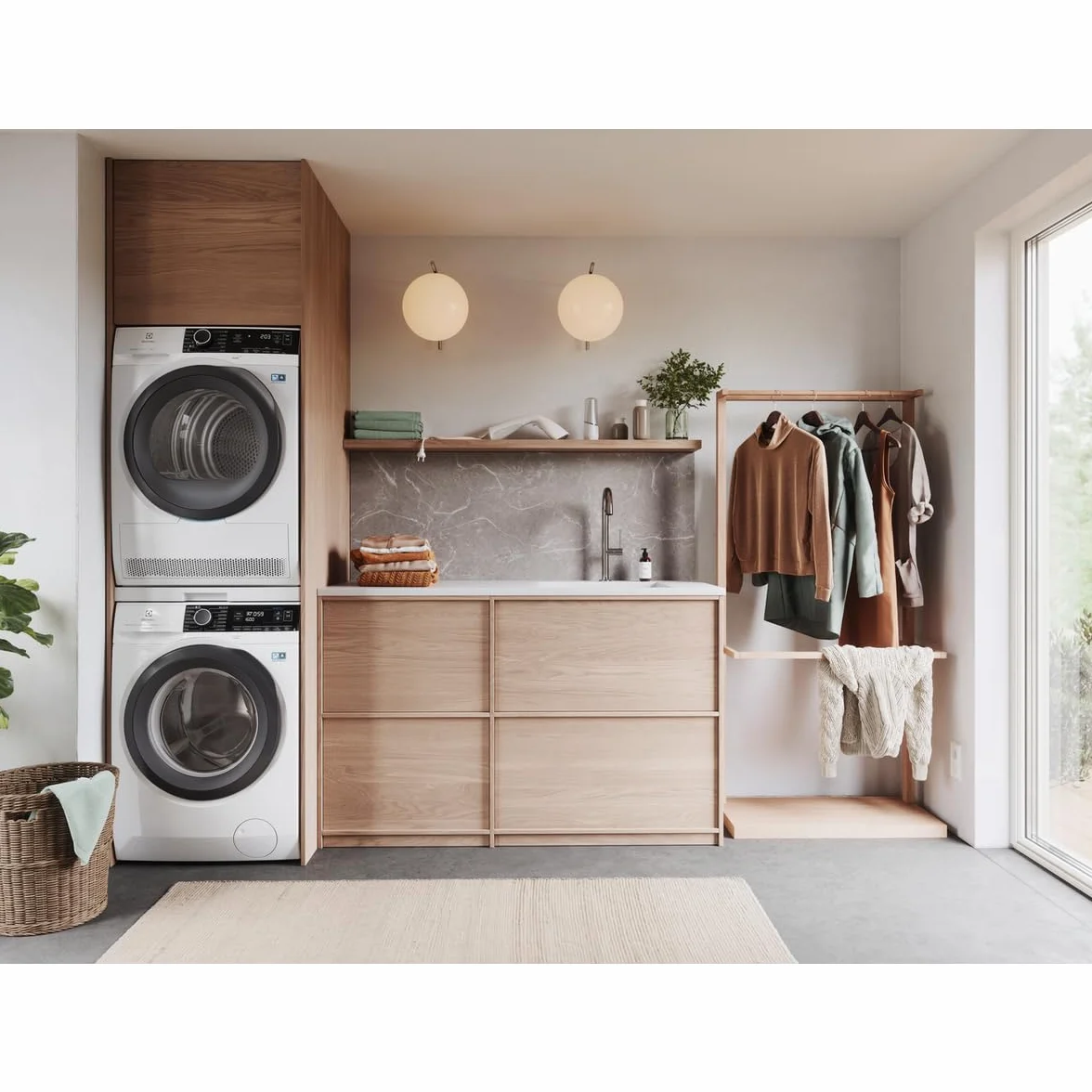 Electrolux Kit de apilamiento E1WYHSK2 con bandeja extraíble para colocar entre lavadora y secadora en columna, compatible con todos los modelos Electrolux y AEG, universal