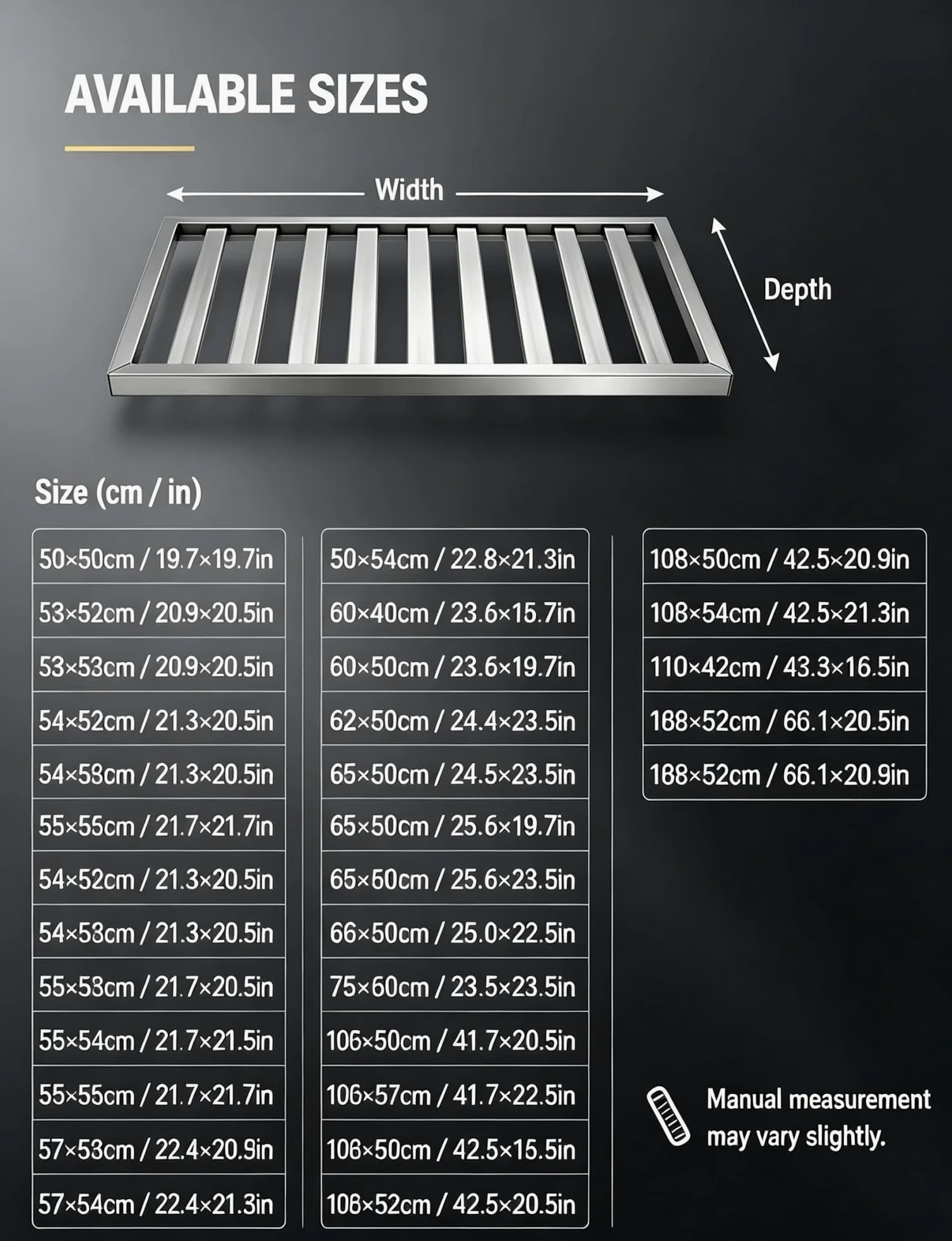 Estante Congelador Acero Inox 304 for Refrigerador Comercial | Estante de acero inoxidable for congeladores, vitrinas y cámaras refrigeradas comerciales.(20.9x20.9in/53x53cm)