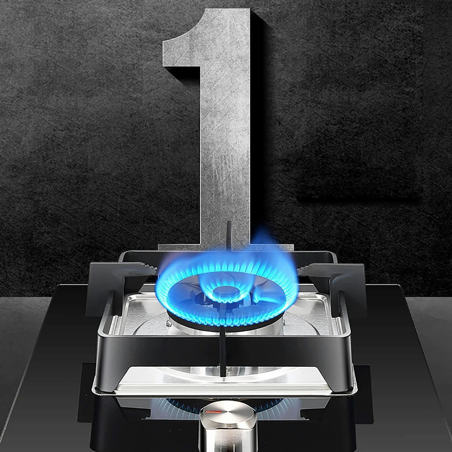 Placa de Gas de un Solo Quemador, Placa de Gas ignífuga integrada con recordatorio Anti-Quemaduras, Placa de Gas de Vidrio Templado Negro, para Vida compacta, Cocina, Camping o Caravana,