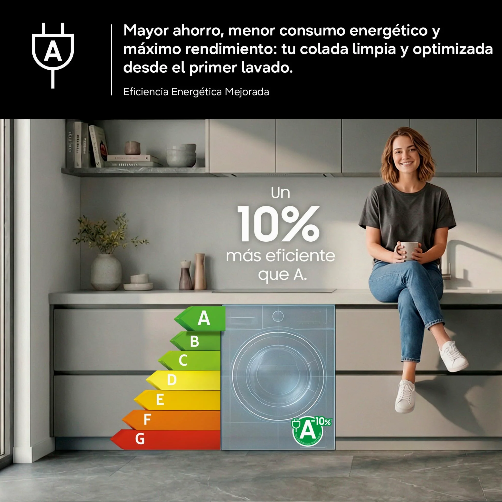 Samsung Lavadora Carga Frontal 9Kg Clase A-10% WW90DG6U85HHU3 | Autodosificación, Ahorra hasta un 70% de energía con inteligencia artificial, Tecnología AI EcoBubble, Programa Super Speed