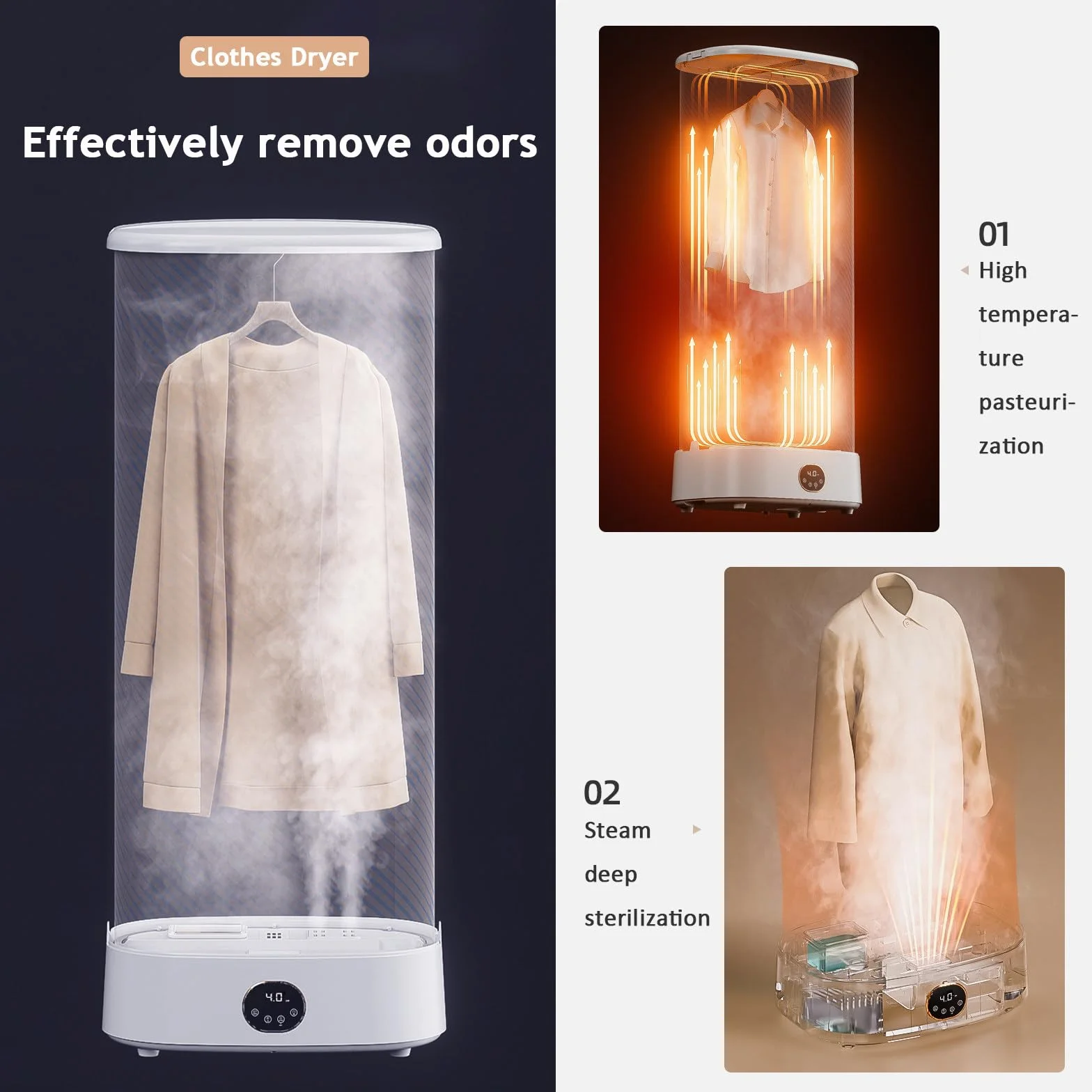 Secadora portátil, Secadora eléctrica con función de Planchado a Vapor y Temporizador de 240 Minutos, Secadora a Vapor Inteligente Plegable para Ropa y Telas, rápida y fácil de Usar