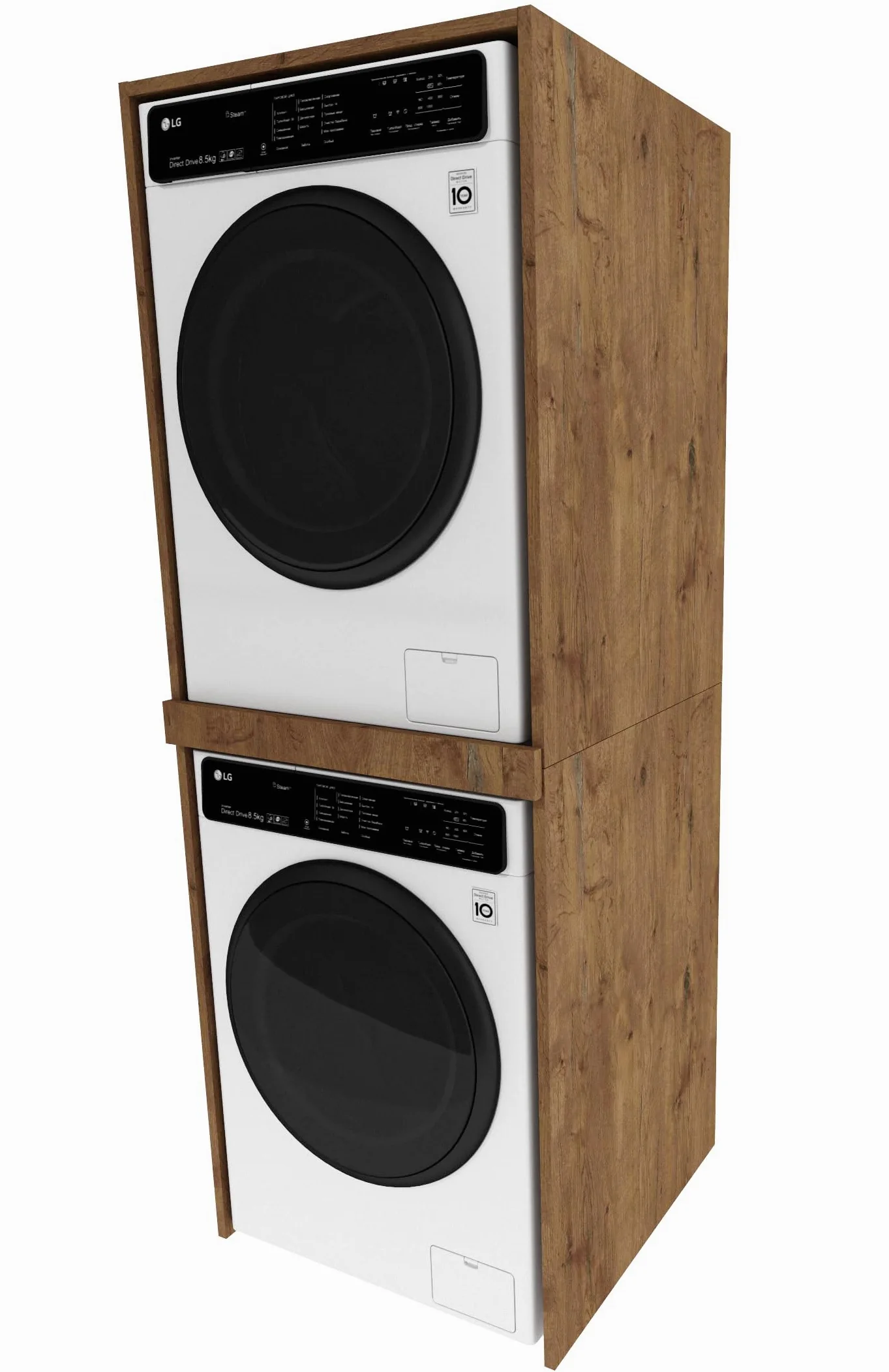 CraftPAK Torre de Lavado - Armario para Lavadora y Secadora | Mueble para Lavadora para lavadero - tamaño 66x180x65 cm marrón