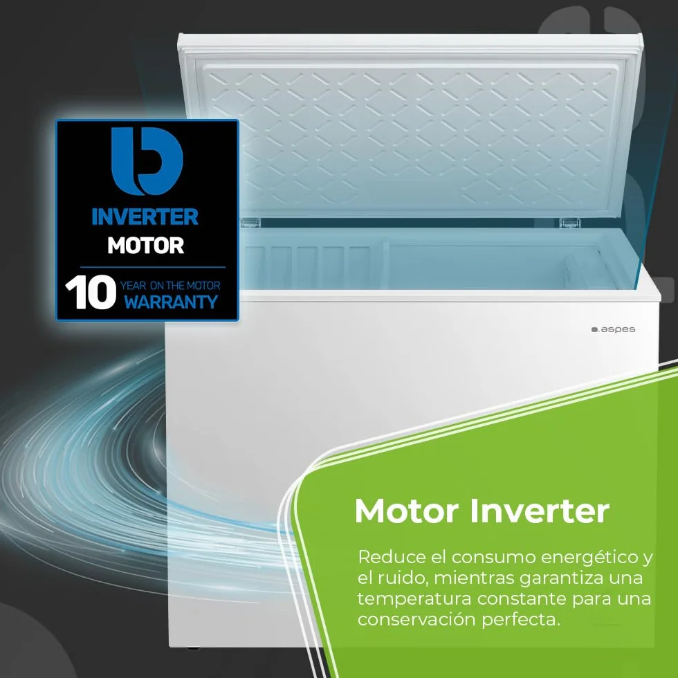 Aspes Congelador Horizontal Horeca Blanco ACHH2500ENFDC. Capacidad 233 Litros, Dual Cooling, 1 Cesta, Bajo Nivel Sonoro, Eficiencia Energética Clase E