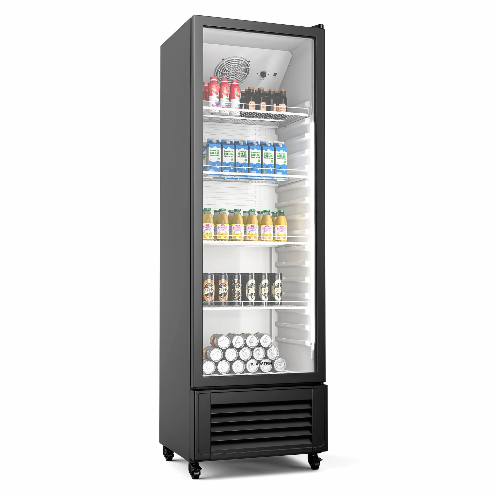 KLARSTEIN GrandCooler 306L Nevera Para Bebidas - Frigorífico para Bebidas con Puerta de Doble Acristalamiento, Iluminación Led, Termostato Mecánico, Ruedas Giratorias, 0-10°C
