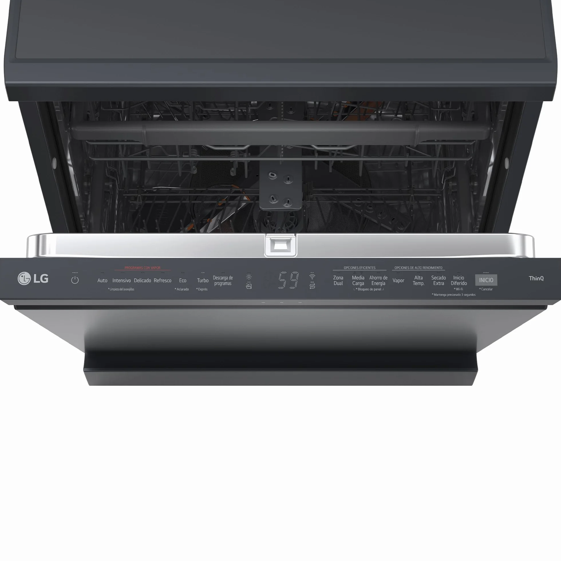 LG Lavavajillas QuadWash Steam DF375HMS 14L Acero Negro Grafito Eficiencia A