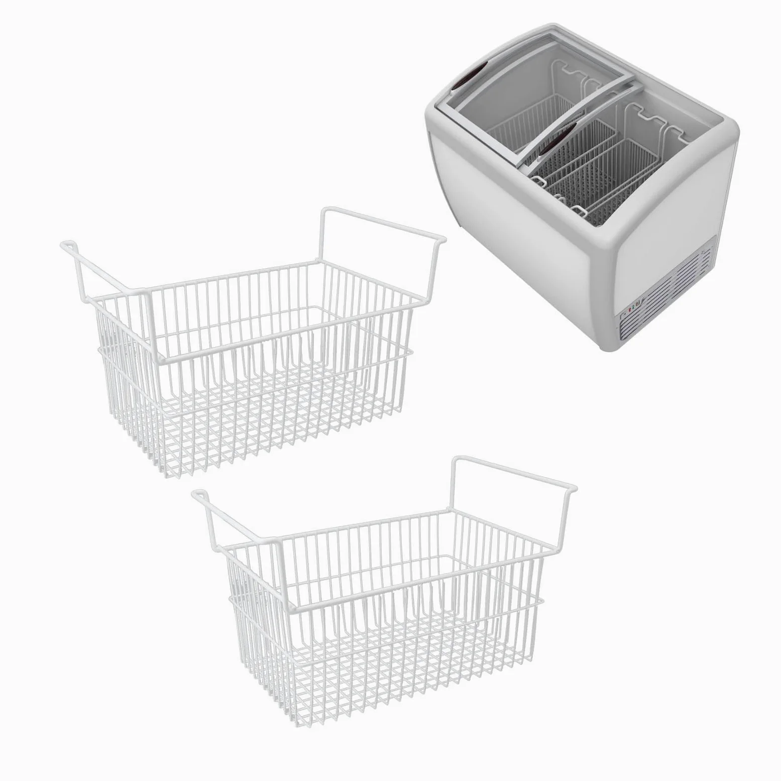 Cesta para Congelador Horizontal, Contenedor Organizador de Alambre para Refrigerador, Cestas de Almacenamiento de Alambre para Congelador (Largo 56,5 cm x ancho 25,2 cm x alto