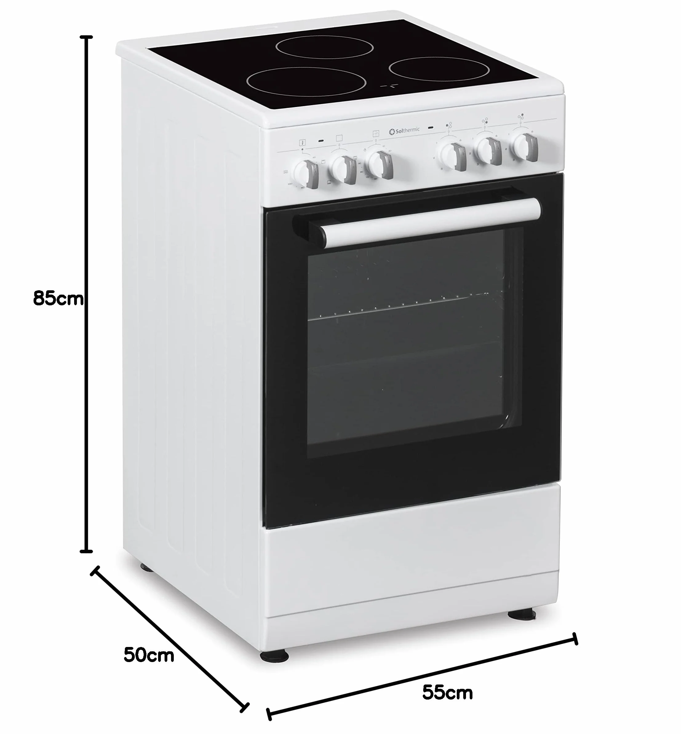 SOLTHERMIC VTC50BLANCA COCINA ELECTRICA VITROCERAMICA CON HORNO INCORPORADO/BLANCA/ANCHO 50 CMS / 3 FUEGOS/HORNO CON GRILL