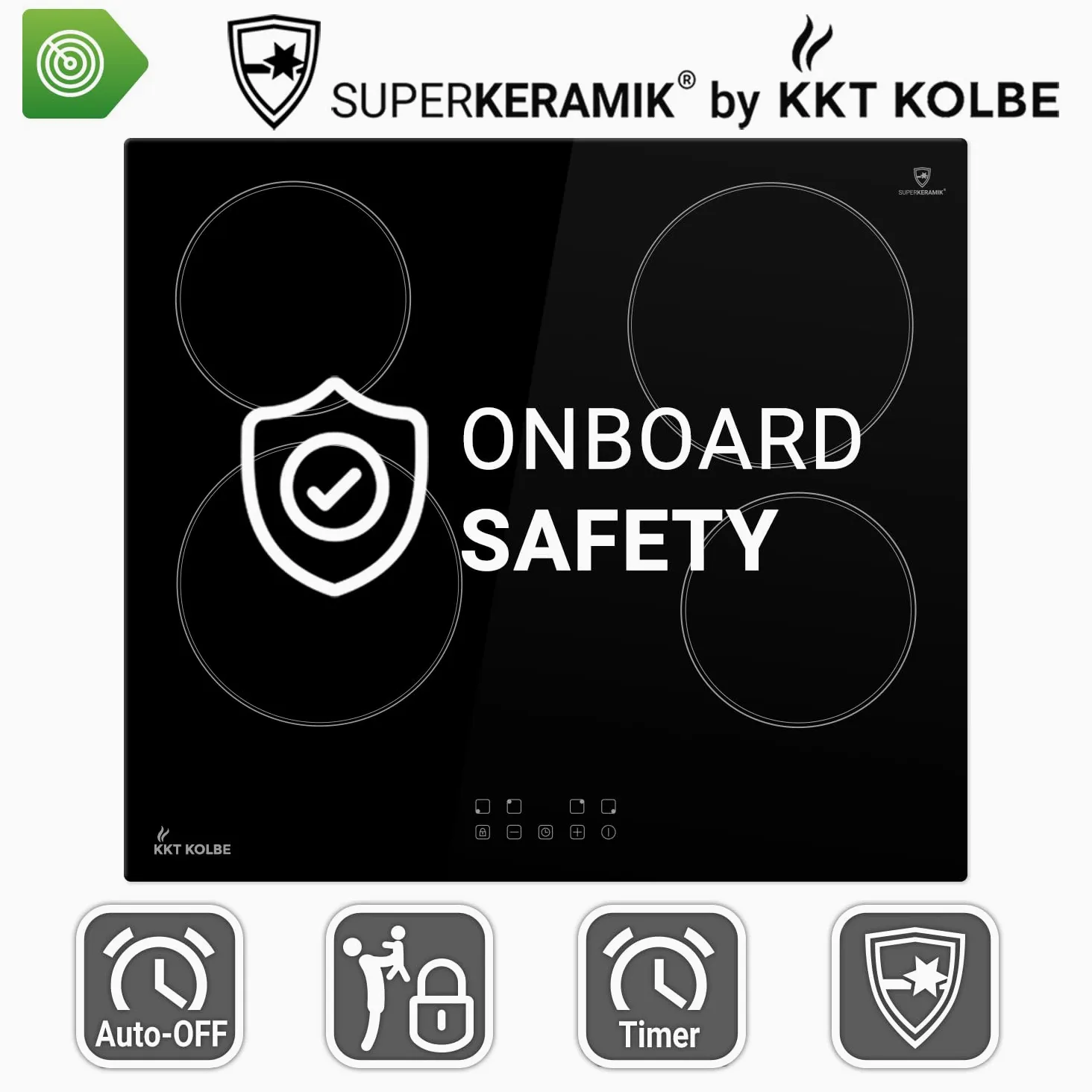 KKT KOLBE placa de cocina vitrocerámica independiente con espirales calefactoras 60 cm | 6 kW | 4 zonas | 9 niveles | sin marco | táctil | temporizador de apagado | seguro para niños | CH5900RL