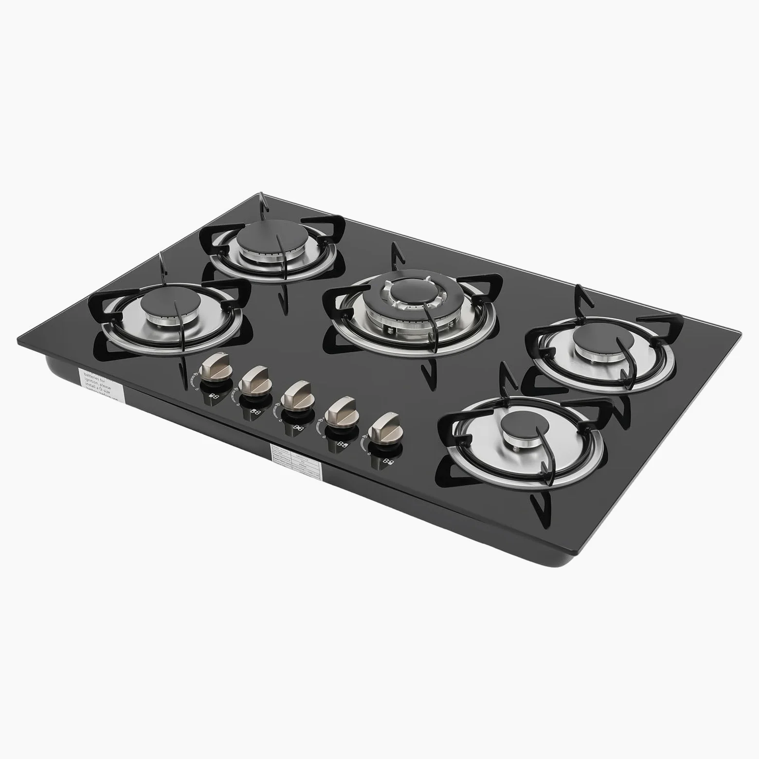 5 llamas de gas, 77 x 51 x 7 cm, placa de gas natural, placa de cocción de gas empotrable para uso doméstico, llama regulable con protección automática contra fallas de llama para gastronomía y