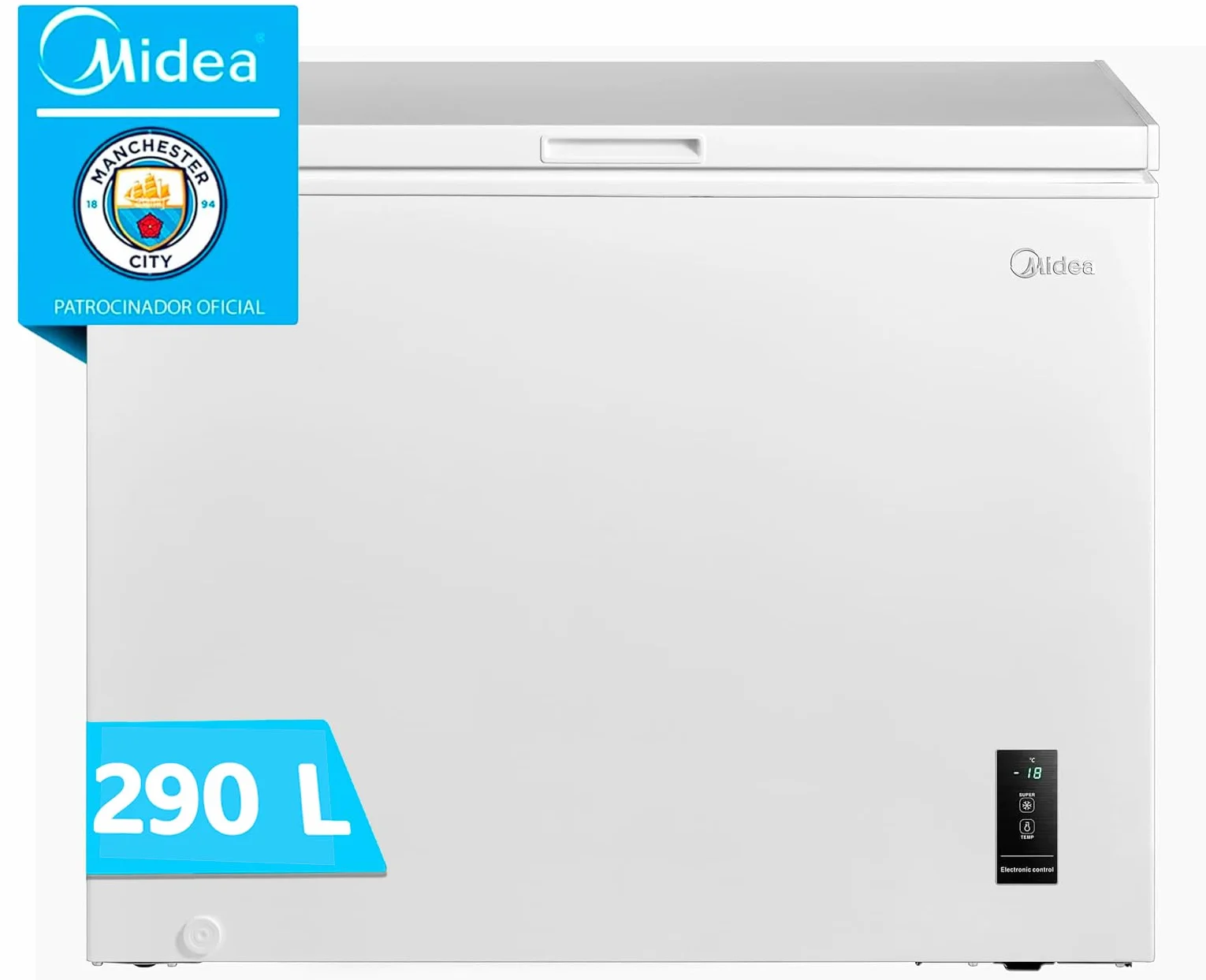 MIDEA Arcon Congelador Horizontal 290L Motor Inverter Control Electrónico Temperatura D-Type Tube Cestas Asa Silencioso 39dBA Blanco