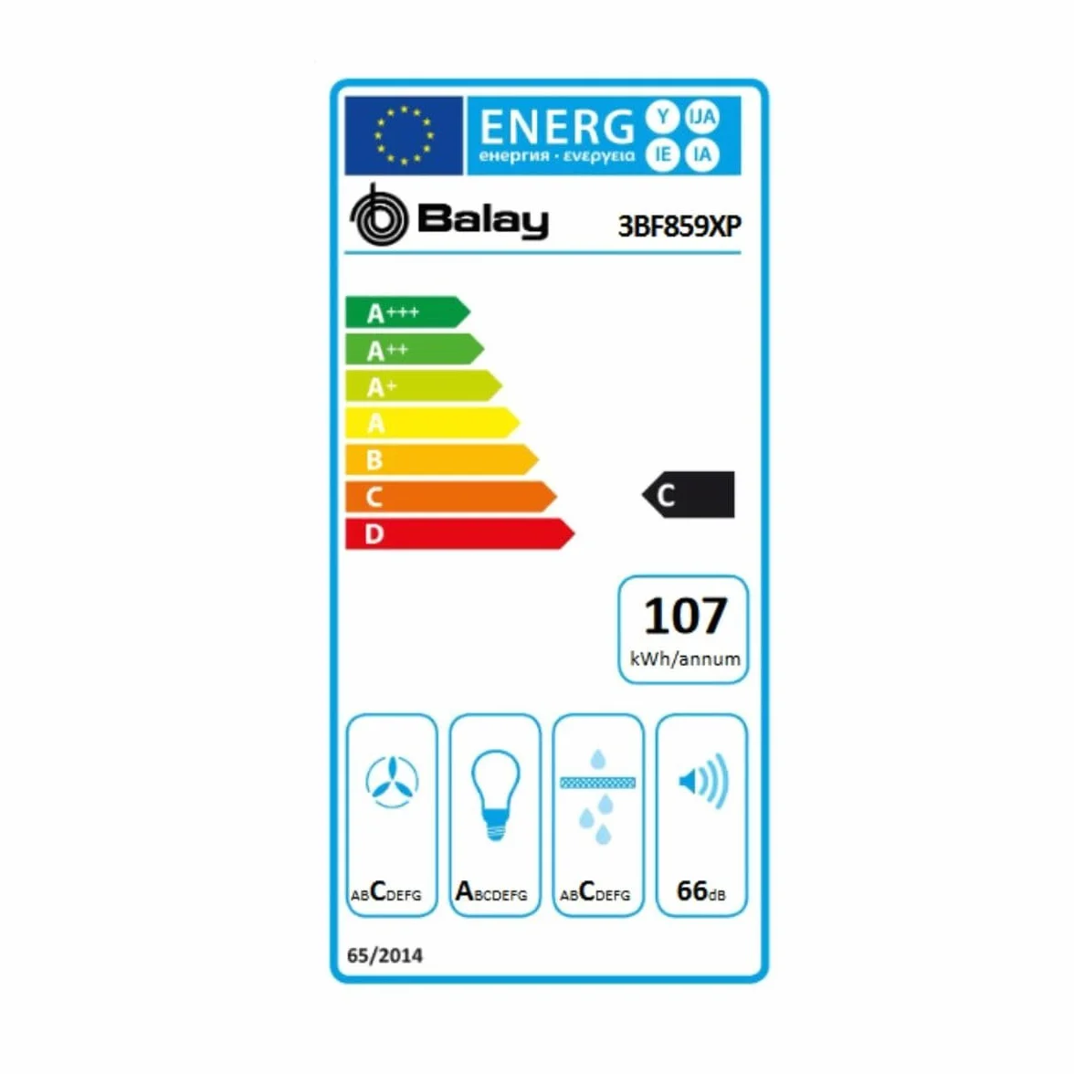 Balay - Módulo integrador mueble 86cm inoxidable clase de eficiencia energetica