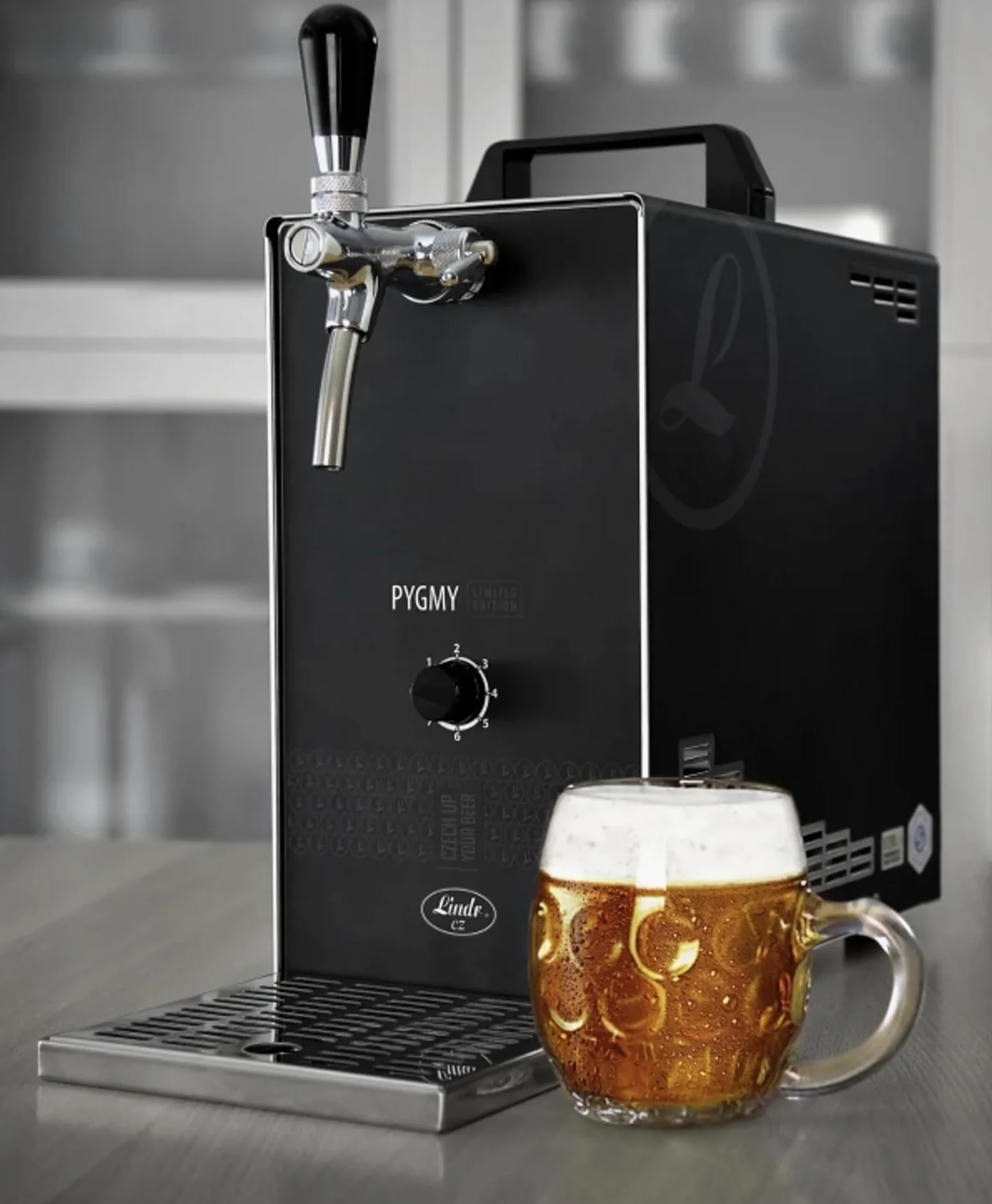 Kit Completo dispensador de Cerveza Pygmy 25/K Limited Edition con Bomba de Membrana, Enfriador seco monolíneo Acero Inoxidable 35 l/h Green Line, Cabeza de Grifo KeyKeg