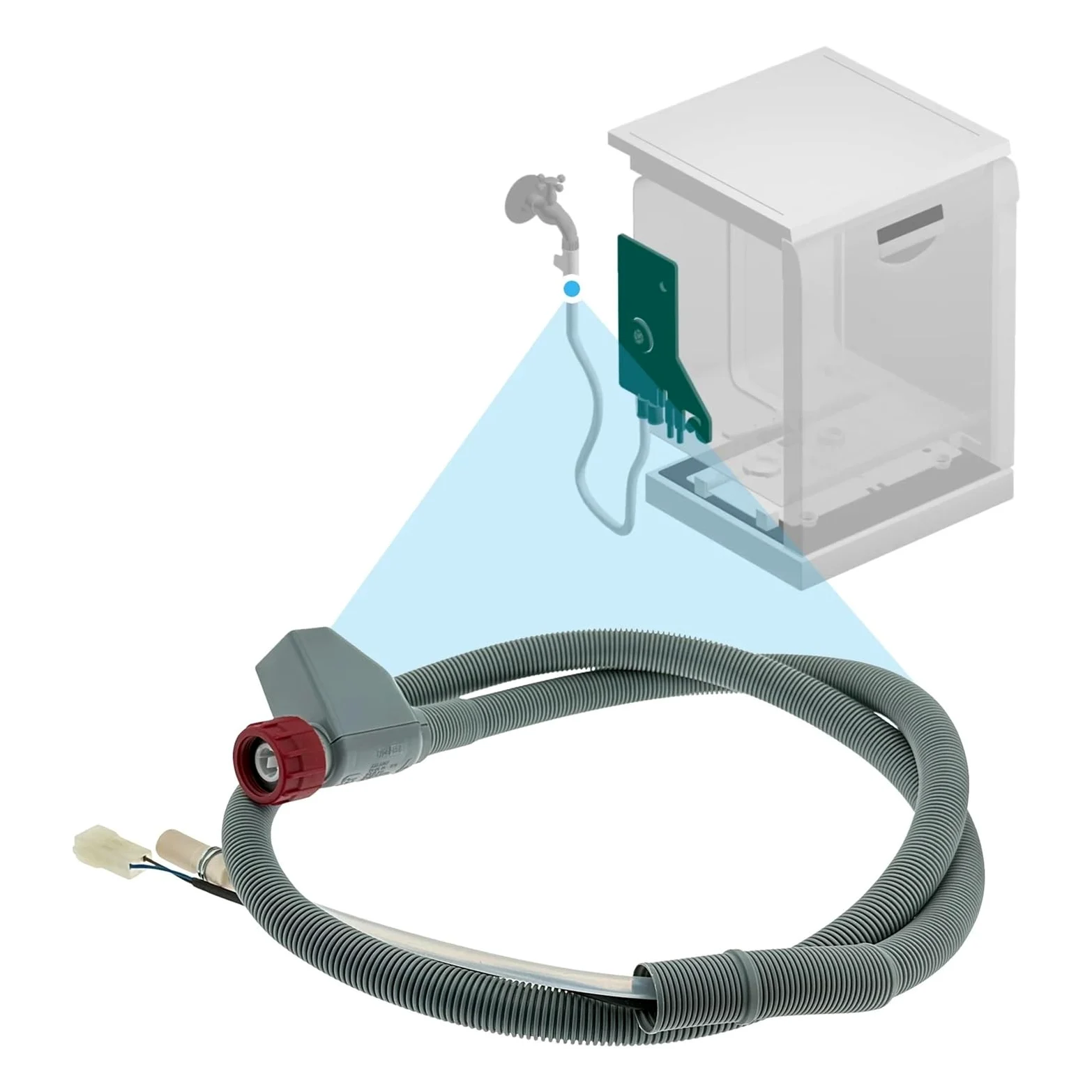 Manguera de entrada Aquastop para lavavajillas 1ES-L, compatible con Midea, 1,8 m