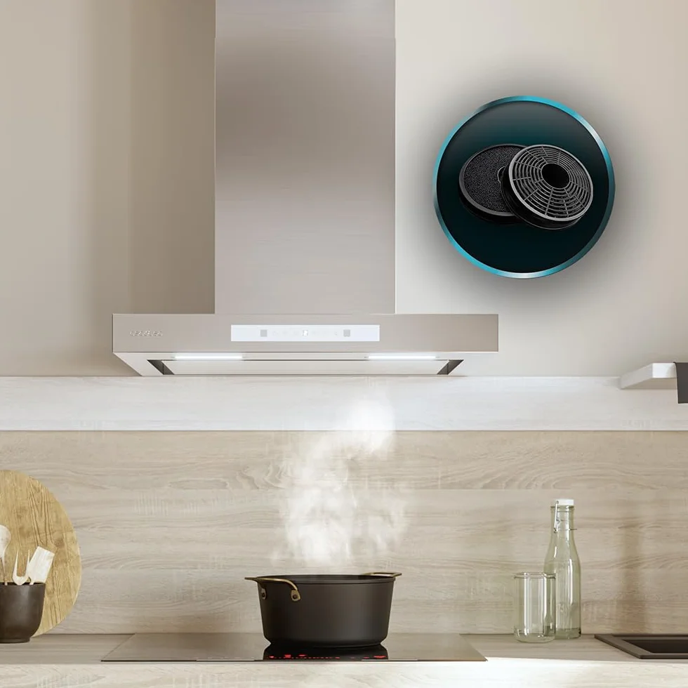 Cecotec Campana Extractora 60cm Tipo T Bolero Flux Tt 608000 Slim Glass White A++. Acabado Acero Inox Succión 800M3/H, Bajo Consumo, Display Táctil, Filtro Carbono, Hand Movement Control