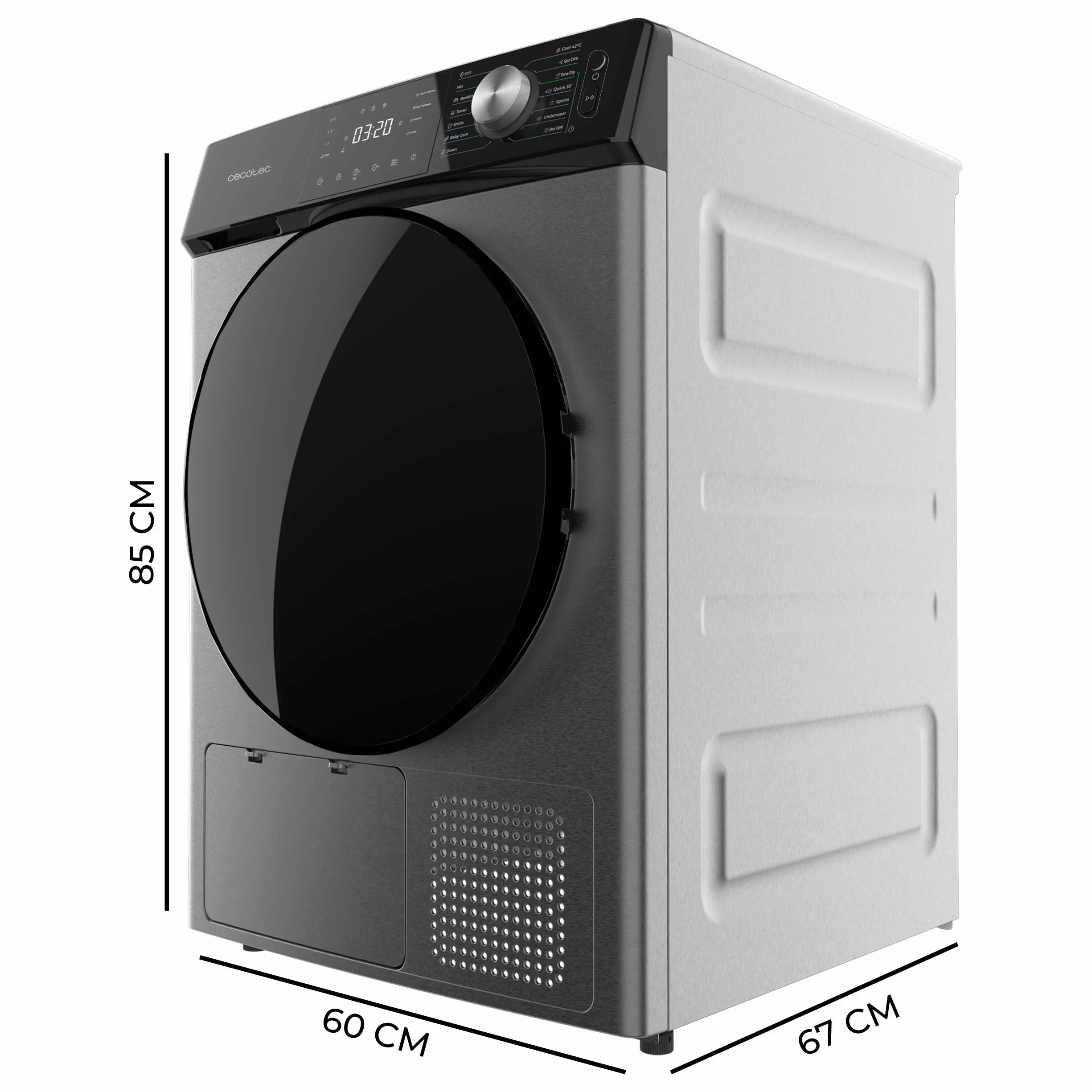Cecotec Secadora de Ropa Bomba de Calor 10 kg Bolero Dresscode Dry 10355 Steel A++ 14 Programas