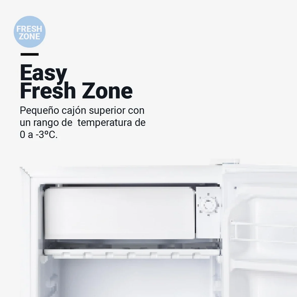 UNIVERSALBLUE Frigorífico Mini Bajo Encimera 90L Blanco - Puerta Reversible, Bajo Consumo, Congelador 0º a -3º, Almacenamiento Fácil, Luz Interior | Nevera Mini