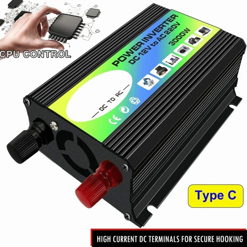 Inversor,Inversor Onda Pura 3000W 12V a 220V / 110V ACTUALIZADOR DE POTERA DEL CAPA CONVERADOR ADAPTADOR DE CARGADOR DE USB DUAL USB Transformador de voltaje modificado