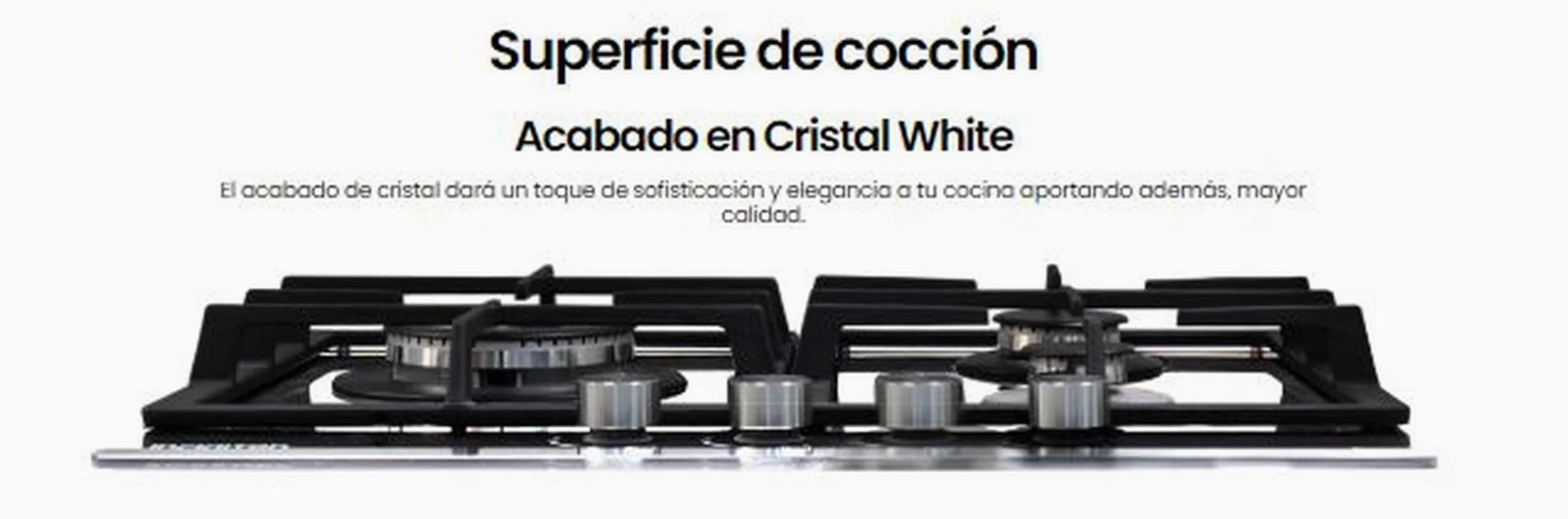 INFINITON Placa de Gas GG-43BK, 4 Fuegos, Ancho 60 cm, Acabado en Crystal White, Encendido Electrico, Compatible con Gas Butano/Propano y Gás Natural