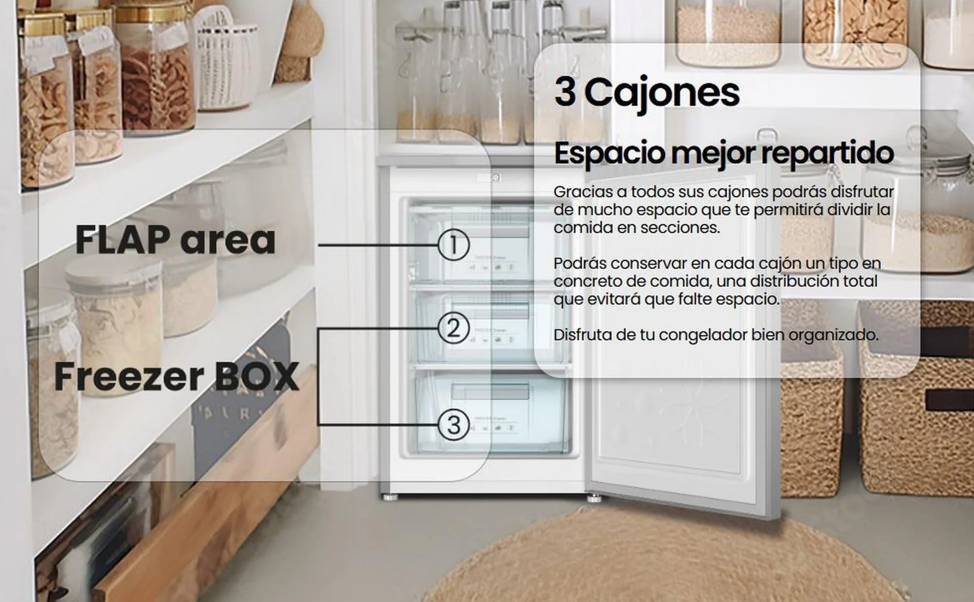 INFINITON CV-A85I Congelador vertical 80 L 85 cm 3 cajones Inox