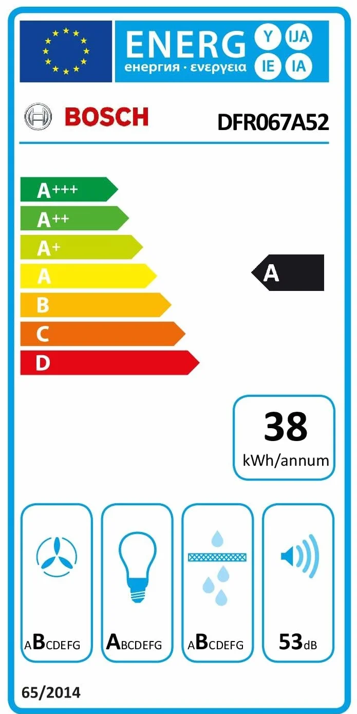 Bosch DFR067A52 Serie 4 - Campana de pantalla plana, 60 cm de ancho, circulación y salida de aire, fabricado en Alemania, motor EcoSilence Drive silencioso y eficiente, iluminación LED uniforme,