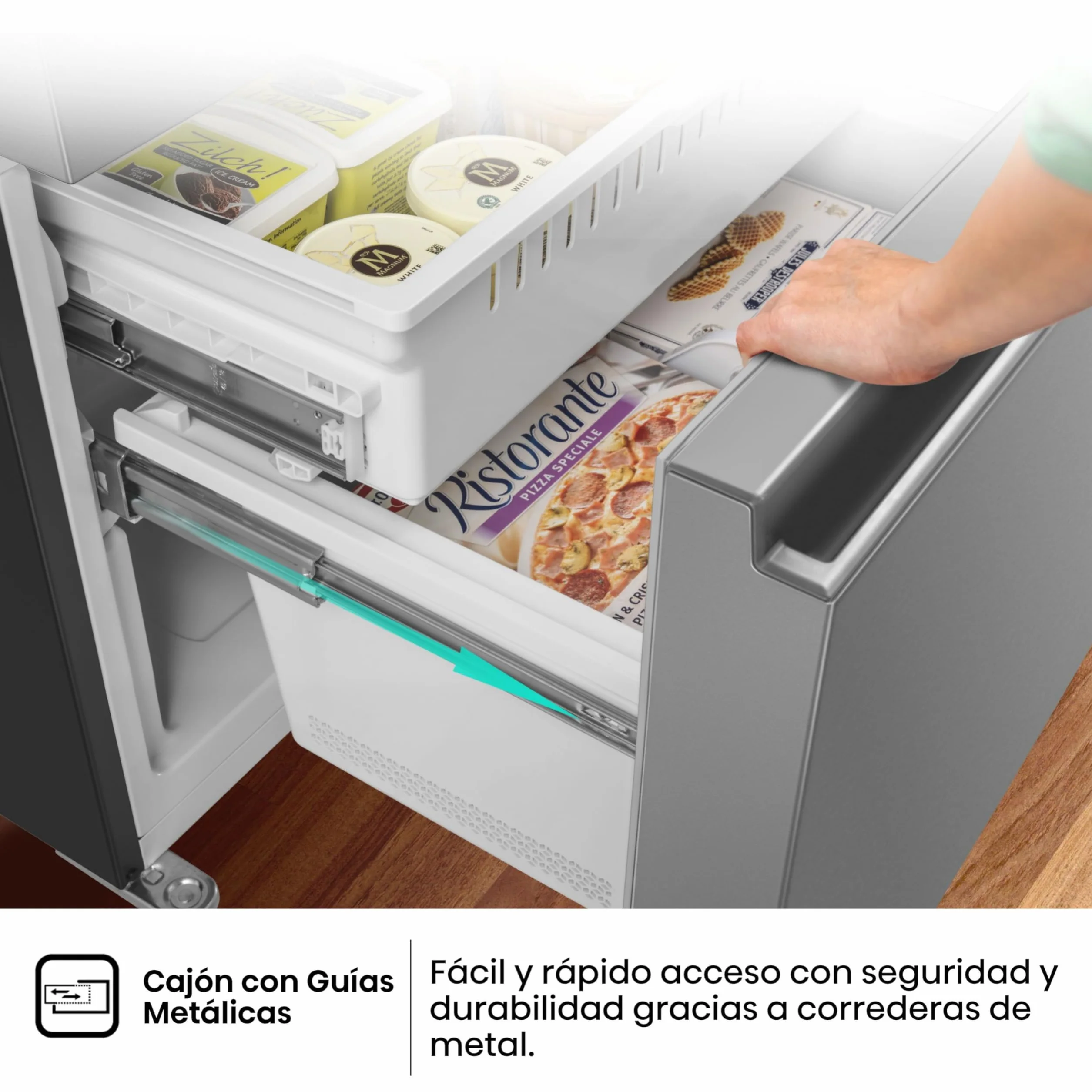 Hisense RF632N4WIE - Frigorífico Combi No Frost Inox Puerta Francesa, Con dispensador, No Frost, 2 Metros,Cajón, 337Litros, Sistema de flujo de aire, Acabado Inox, 485 litros