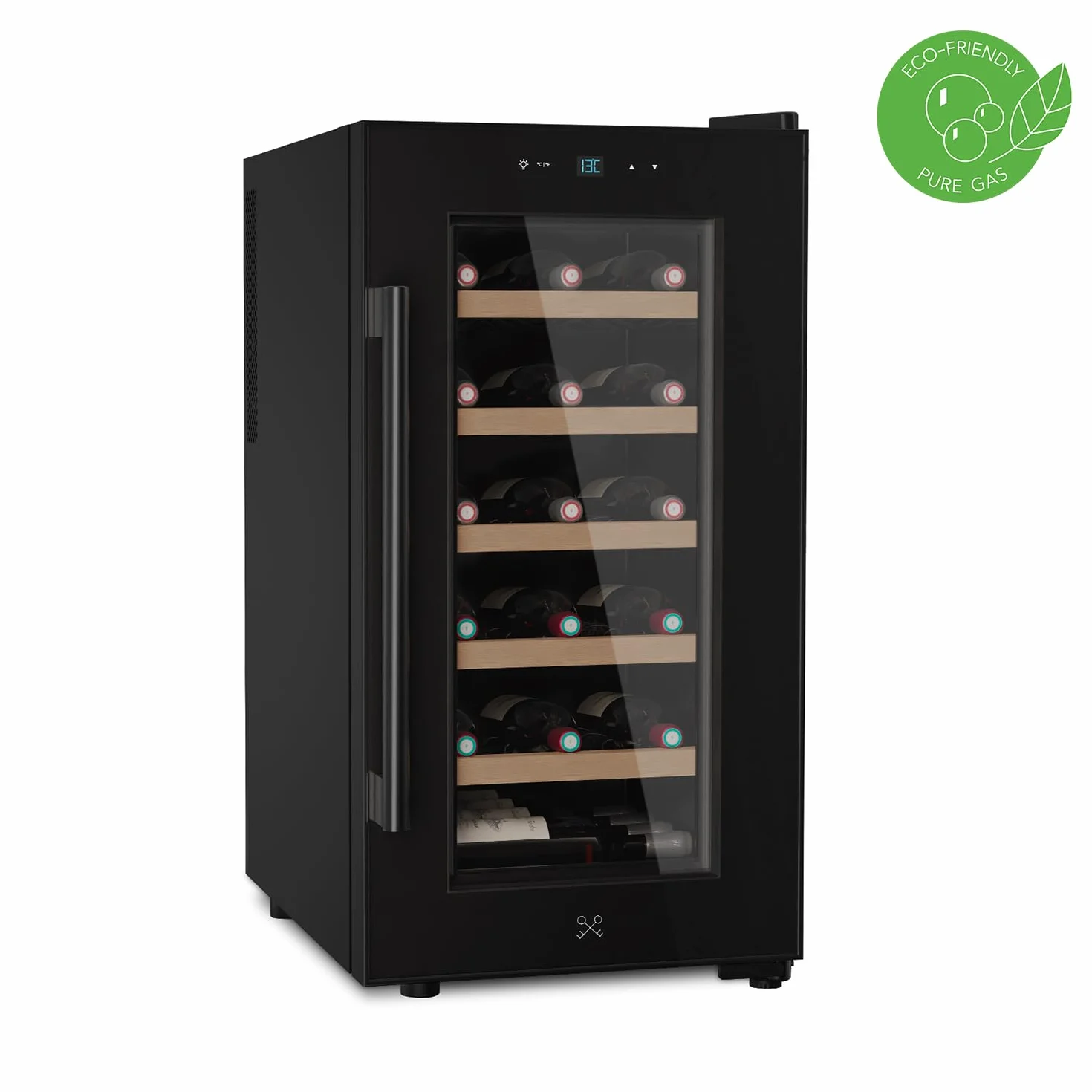 LES PETITS CHAMPS Vinoteca 18 Botellas CAVCB18 Black Edition, 50L, 5 Estantes, Regulable de 11 a 18°C, Enfriamiento Termoeléctrico, Diseño Elegante, LED, Anti-UV