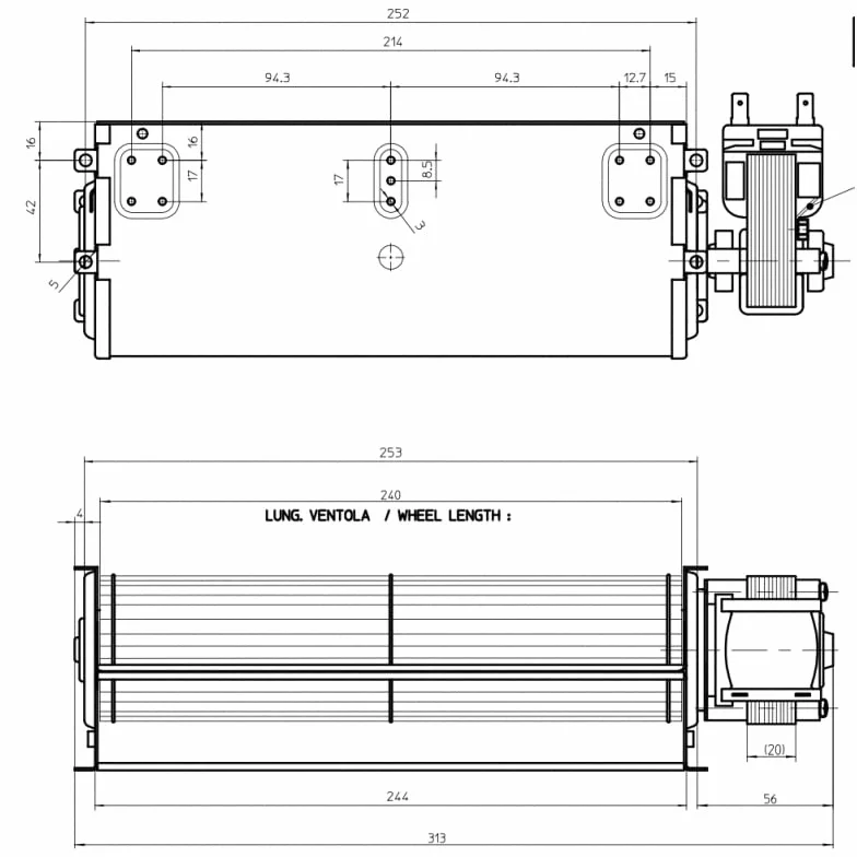 REPORSHOP - Ventilador Tangencial 240mm Izquierda 220v 22w