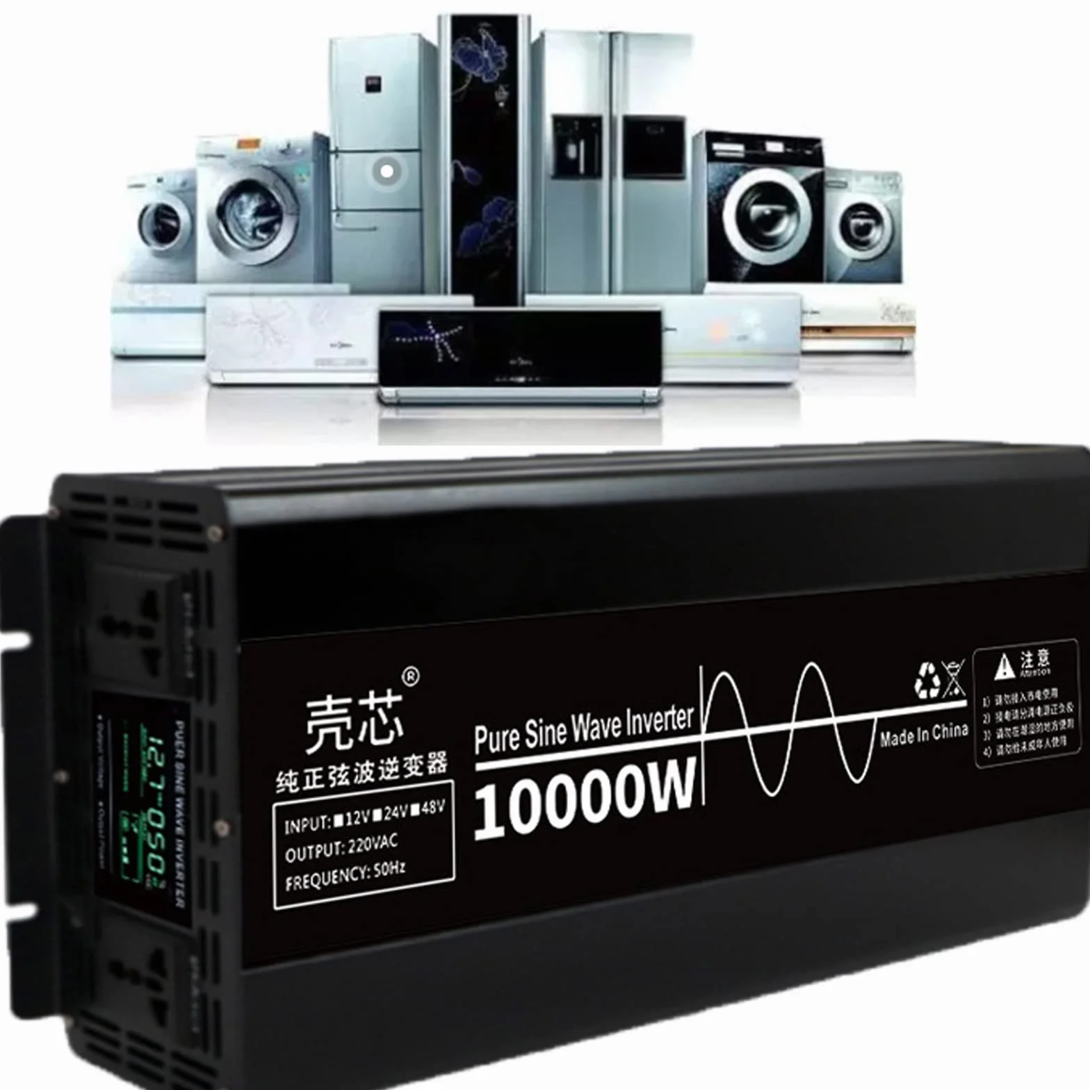 Inversor de onda sinusoidal pura de 12V, 24V, 48V, 60V a 220V, 230V, 240V, convertidor de corriente para coche, inversor para autocaravanas, camiones, barcos, camping, hogar, furgoneta,10000W-24v