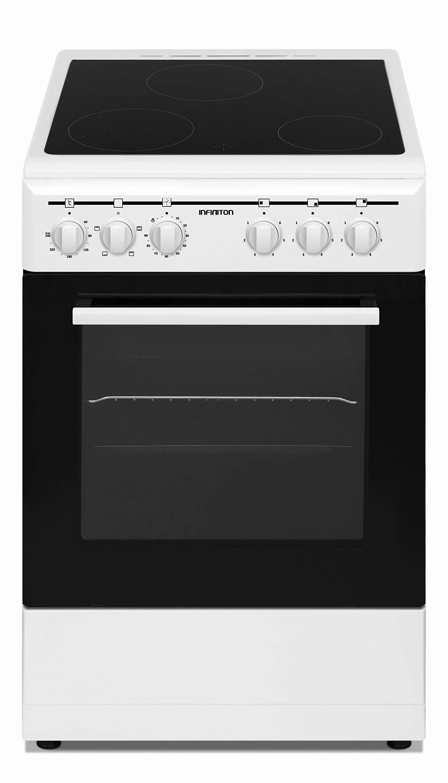 COCINA ELECTRICA CON HORNO CC-V350G INFINITON (Vitroceramica 3 Zonas + Horno Electrico, Ancho 50CM)