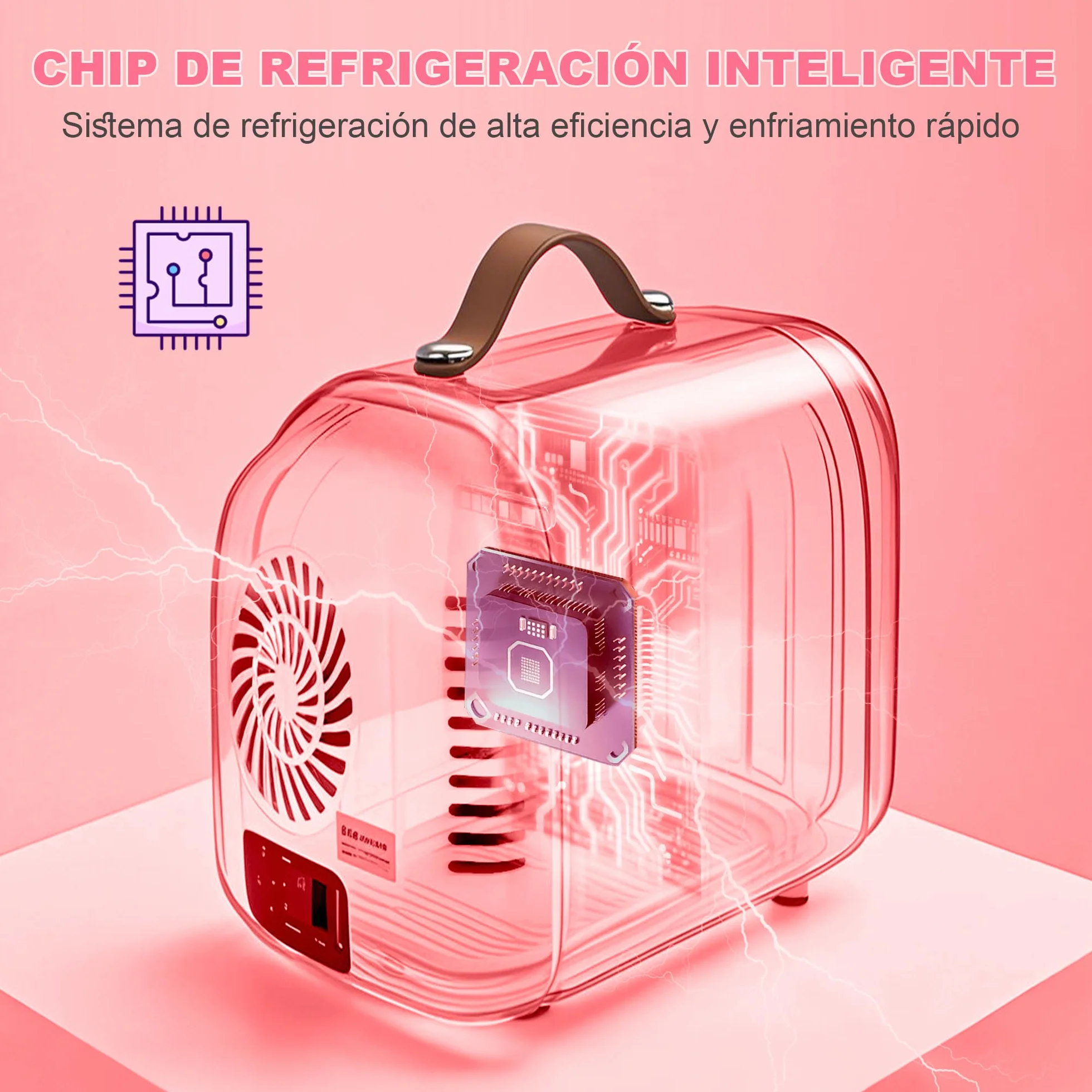 Enventor 4L 6 Latas Nevera Pequeña Blanco, Mini Frigorifico con Enfriador y Calentador, Espejo con Luz LED Regulable, Alimentación Dual, Mini Nevera para Habitacion, Oficina y Coche