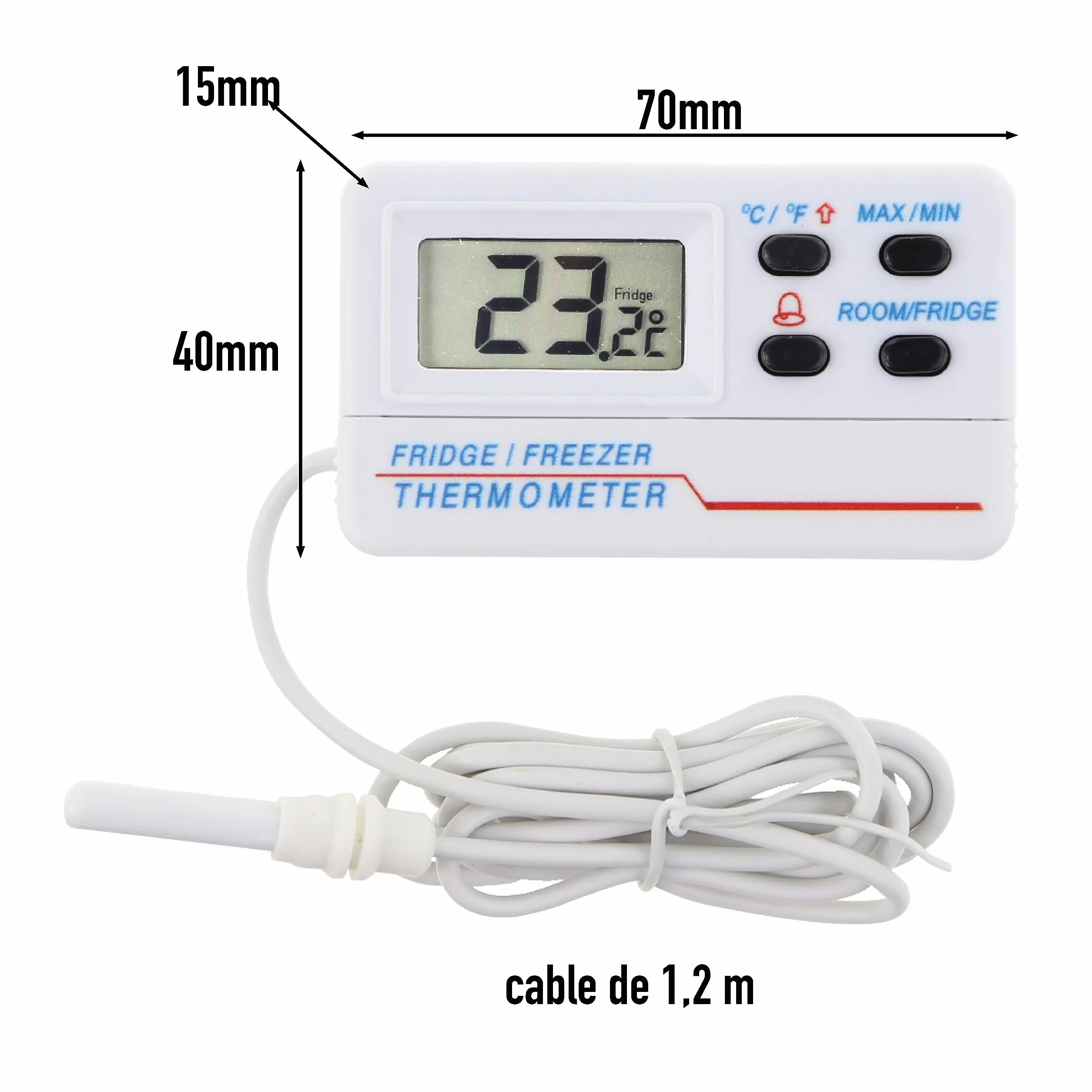 Termómetro digital calibrado para nevera y congelador con certificado de calibración trazable de 2 puntos