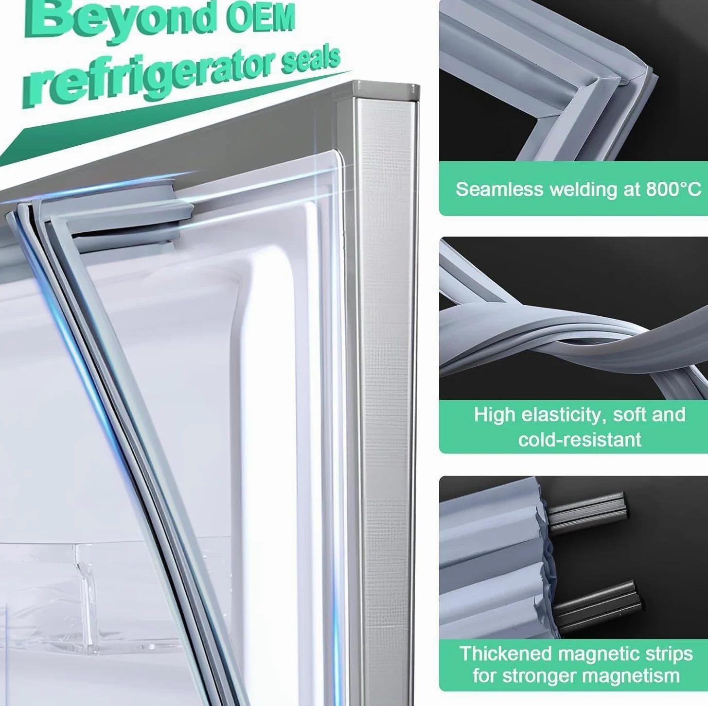 Repuesto de junta de puerta de refrigerador, opción de tamaño personalizado, duradero y flexible para un sellado eficiente del congelador y el refrigerador