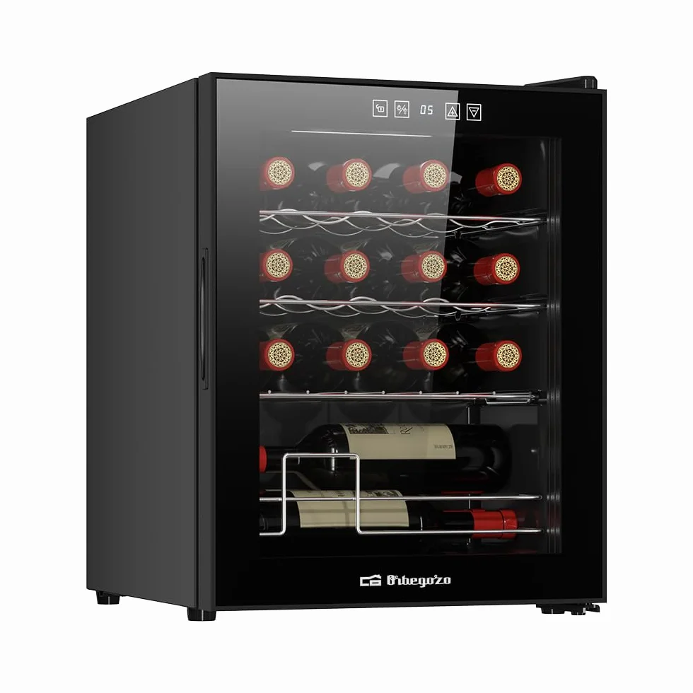 Orbegozo Vinoteca con compresor VCO 1600, volumen 42 litros capacidad para 16 botellas, refrigeracion por compresor, temperatura 5-18º, clase G, R600a