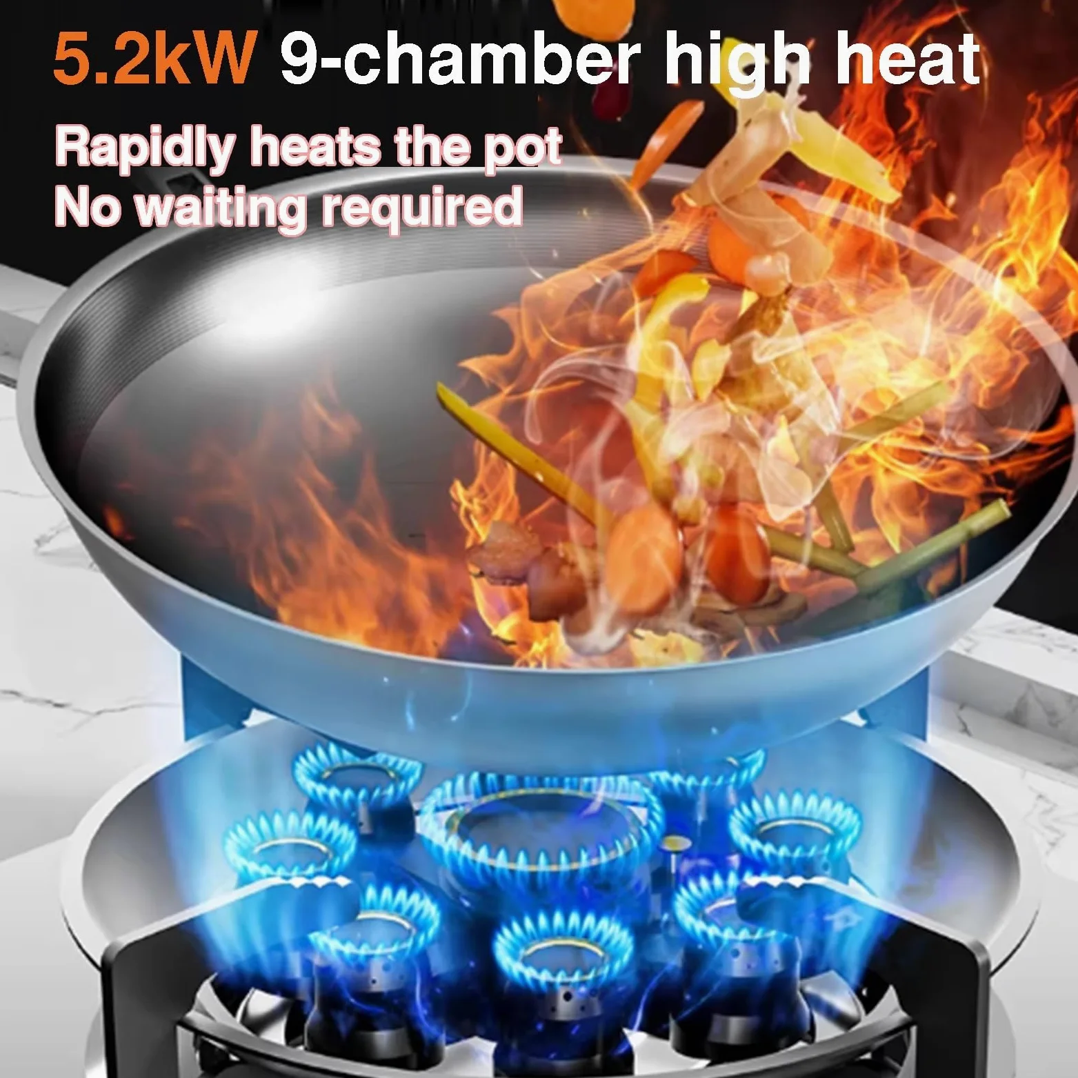 Estufa de gas portátil, quemador de wok de alto calor con vidrio templado, encendido automático, protección contra llamas, doble uso para mesa o instalación integrada